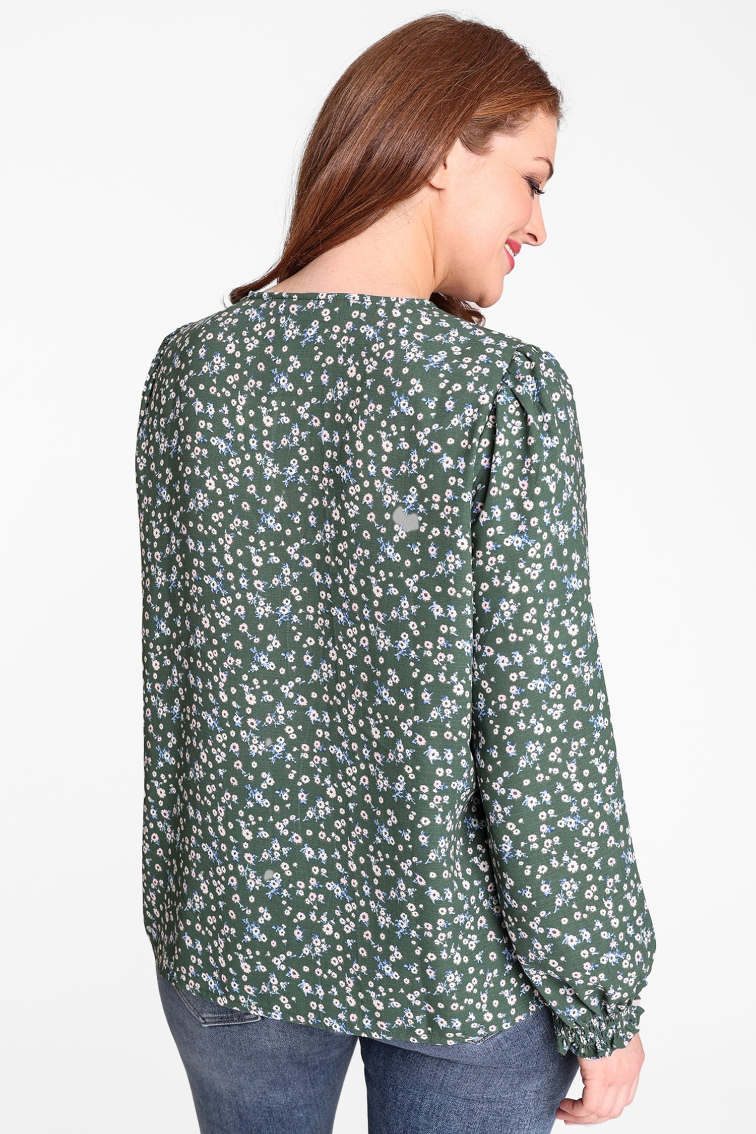 Groene blouse met bloemenprint van Only Carmakoma voor Dames