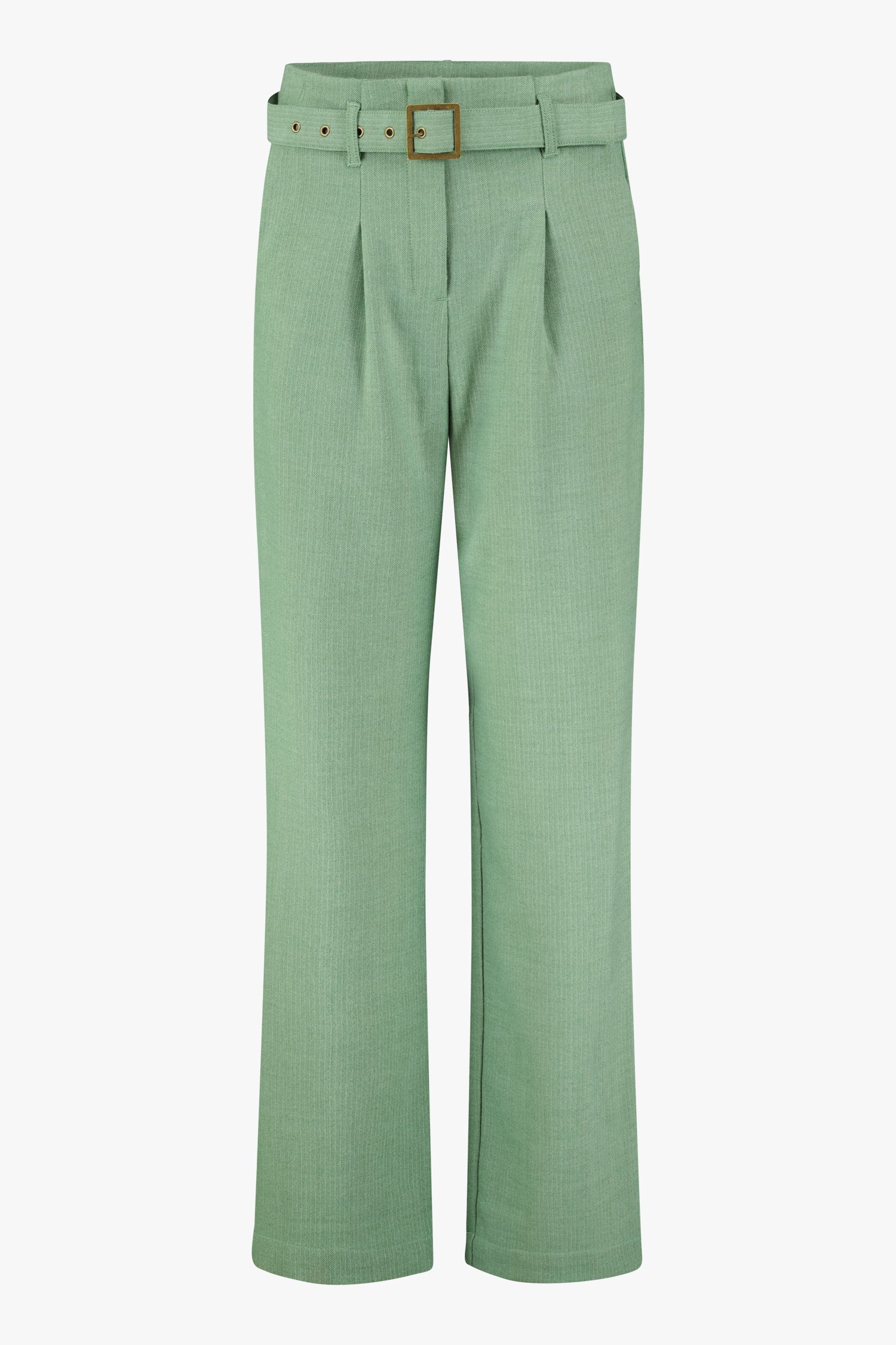 Groene broek met riem - straight fit van Libelle voor Dames