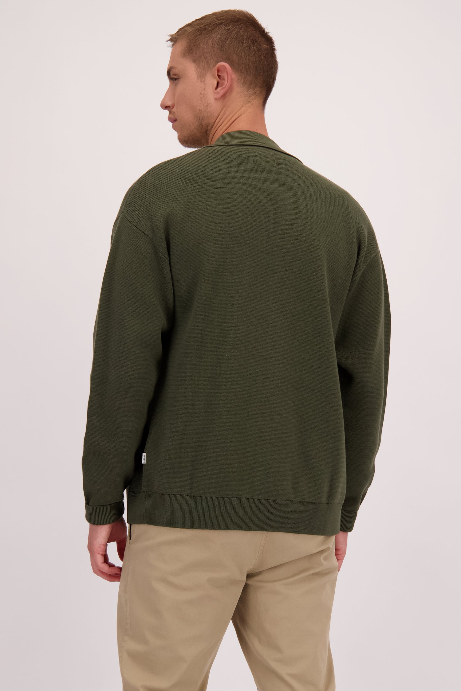 Achterkant van Groene cardigan met polokraag door Casual Five voor Heren