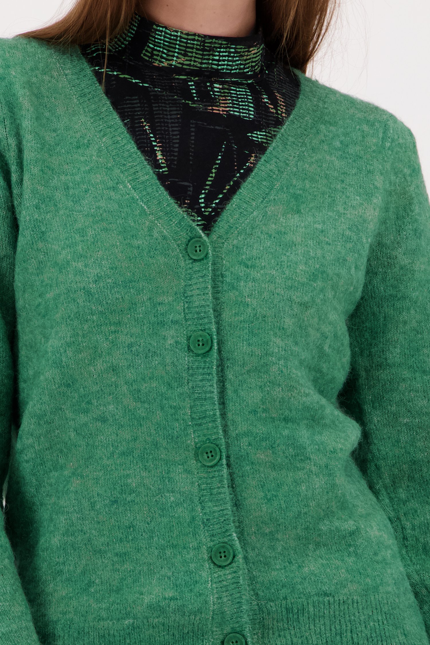 Groene cardigan met wol en alpaca van Signature voor Dames