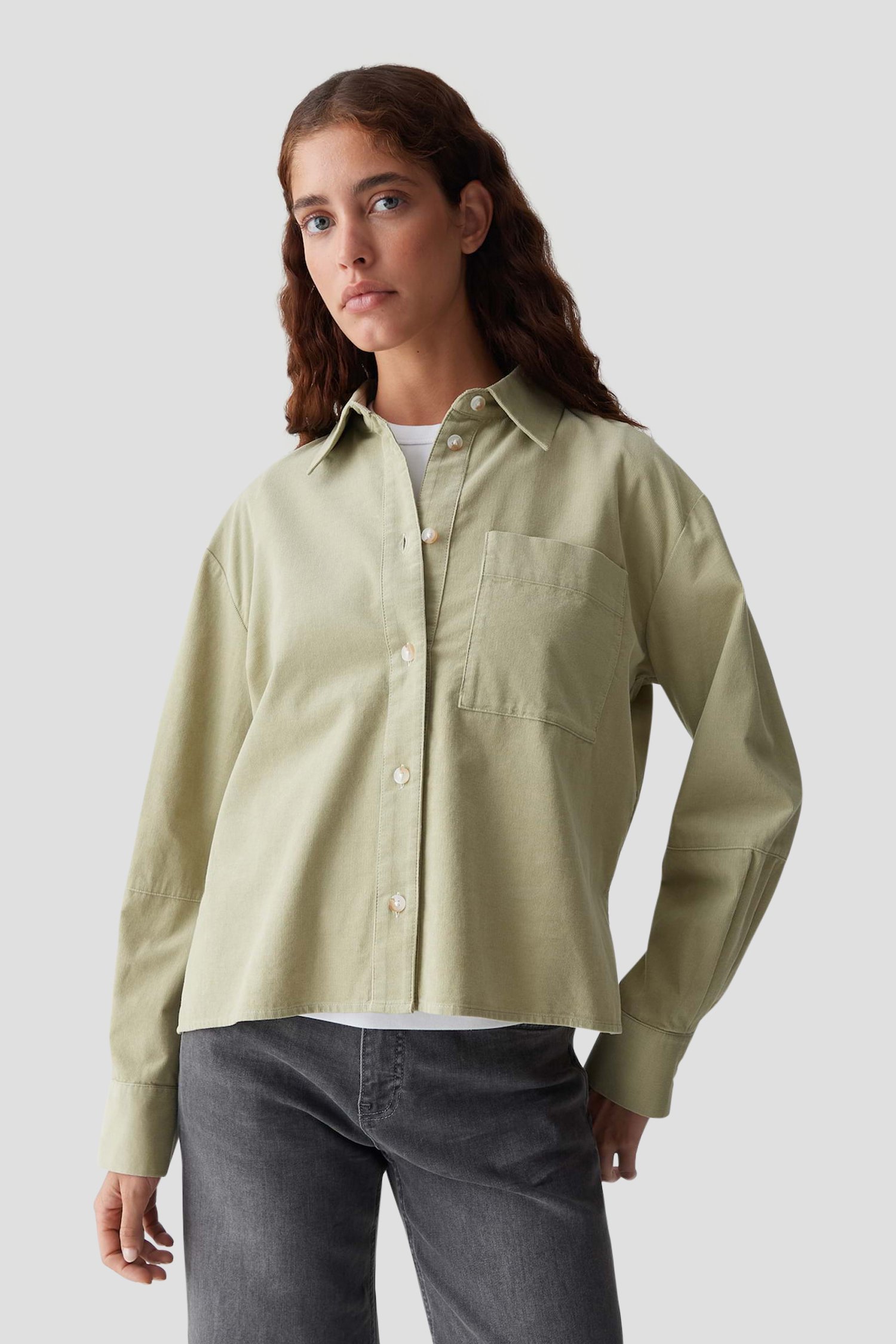 Groene corduroy blouse van Opus 7696039 Dameskleding e5