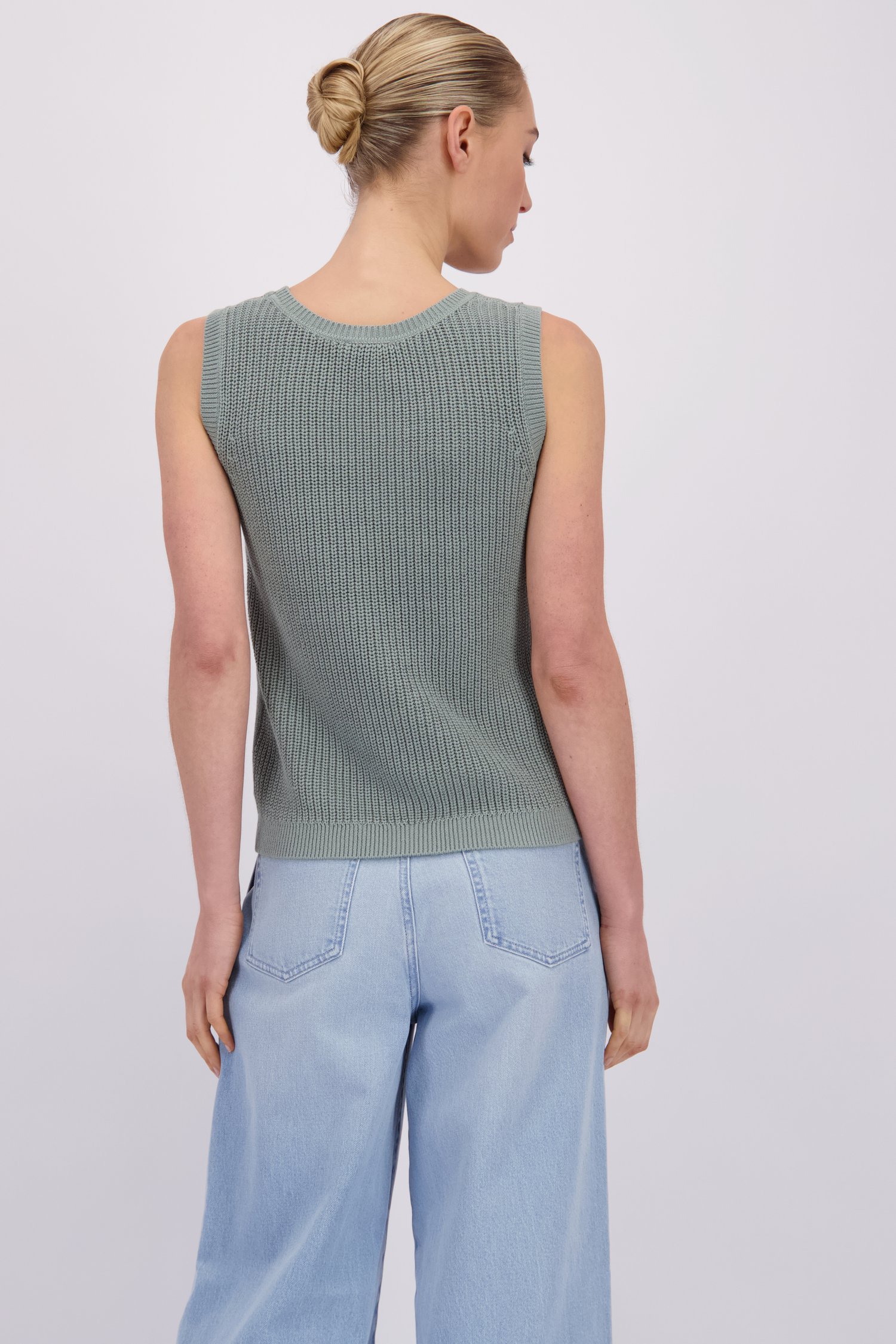 Achterkant van Groene gebreide top met ronde hals door Liberty Island voor Dames