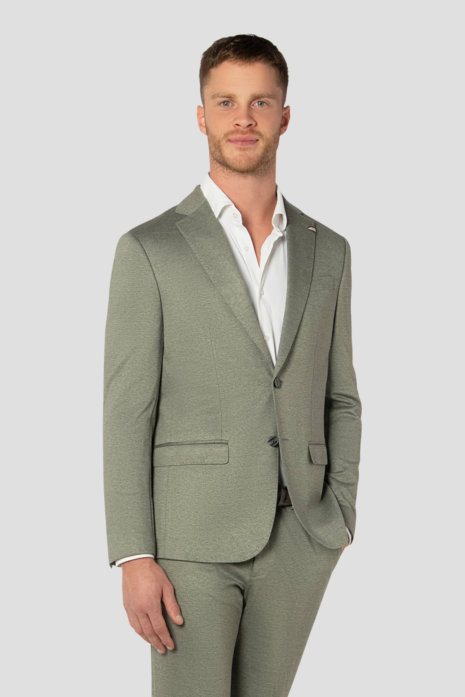 Voorkant van Groene gemêleerde kostuumvest door Benvenuto voor Heren