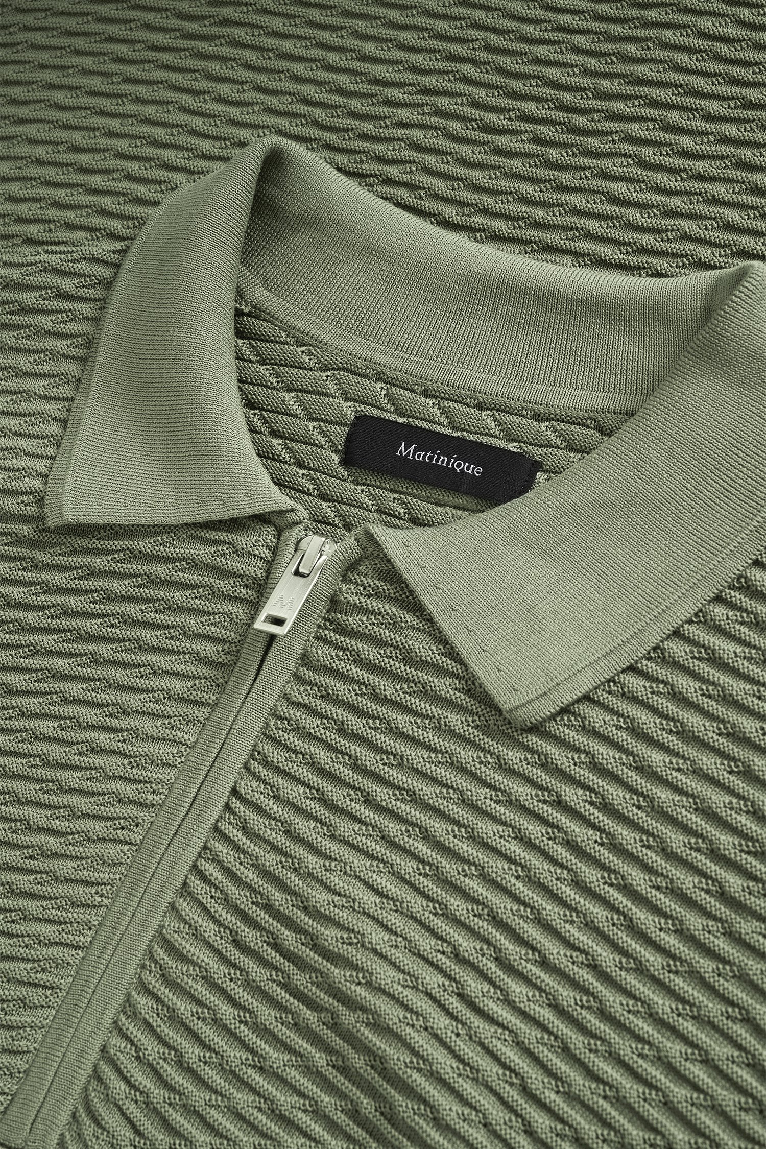 Productfoto 2 van Groene gestructureerde polo met rits door Matinique voor Heren