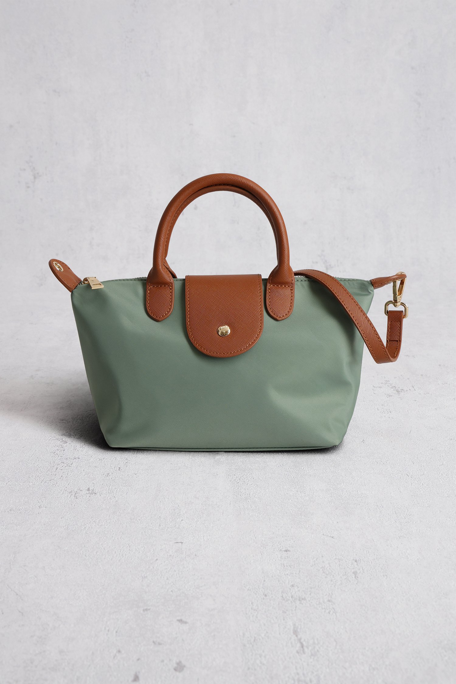 Groene handtas met bruine leather look afwerking van Liberty Island voor Dames