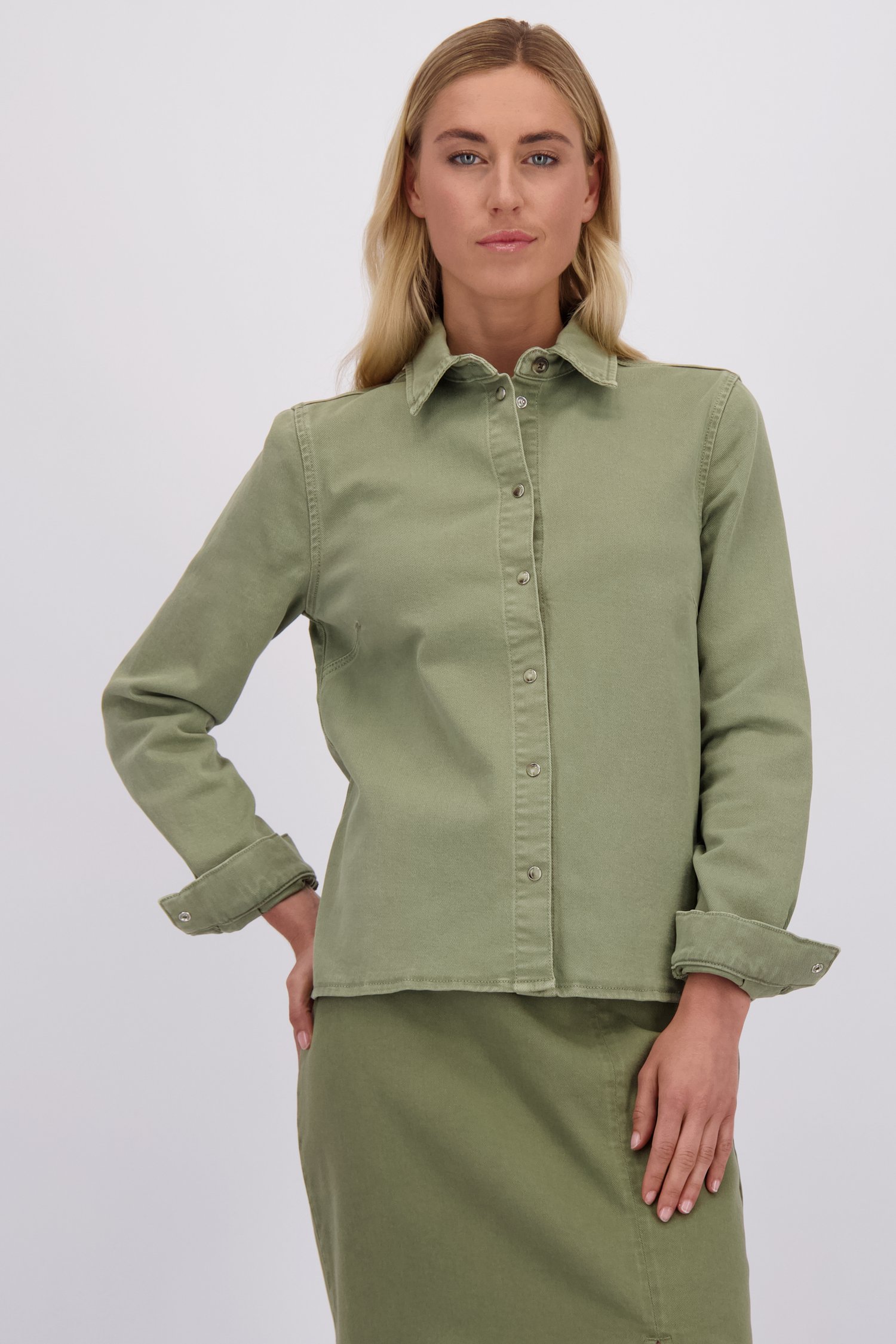 Voorkant van Groene jeansvest door Liberty Island Denim voor Dames