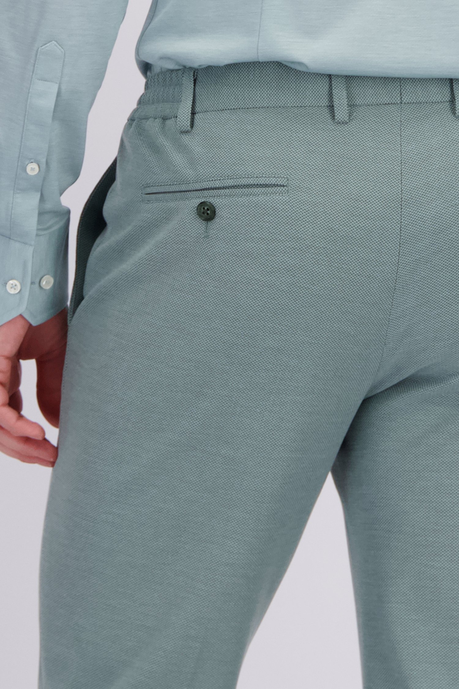 Detail van Groene kostuumbroek - Slim fit door Dansaert Black voor Heren