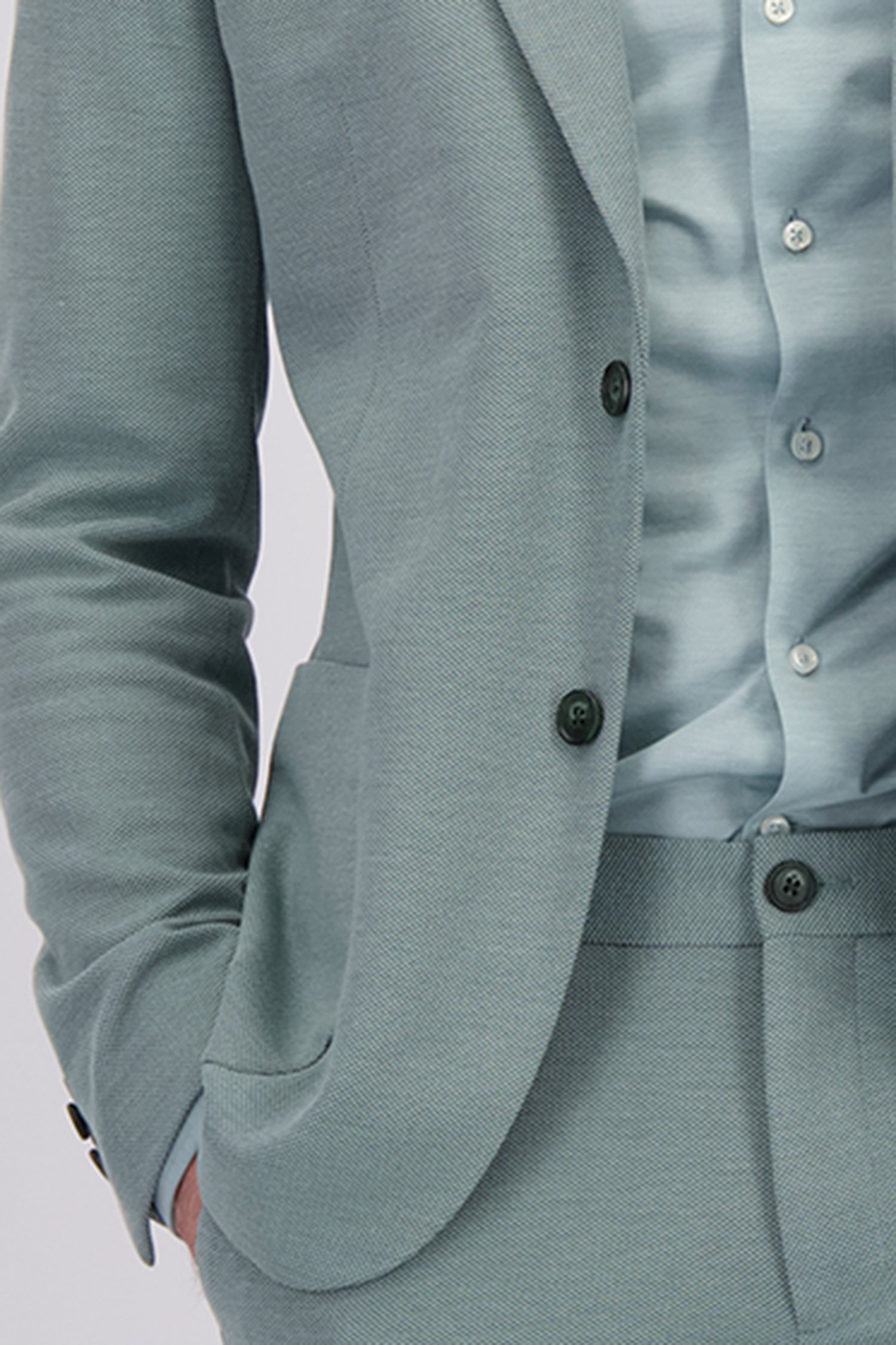 Detail van Groene kostuumvest - Slim fit door Dansaert Black voor Heren