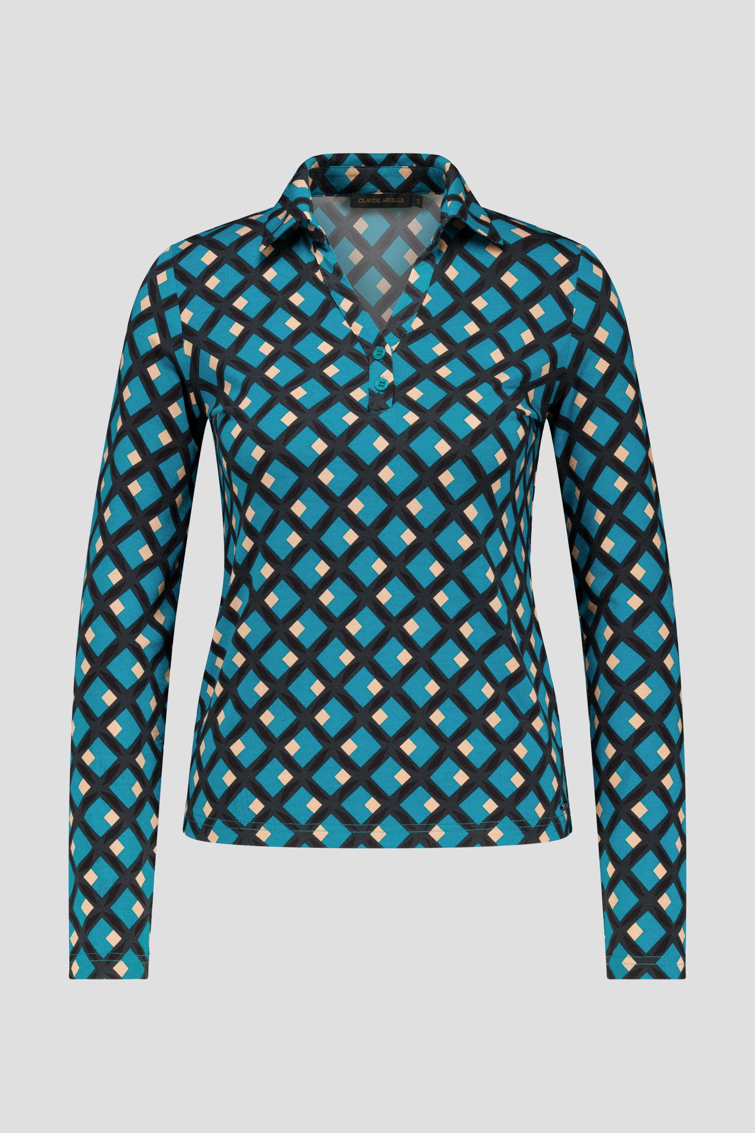 Groene polo met grafische print  van Claude Arielle voor Dames
