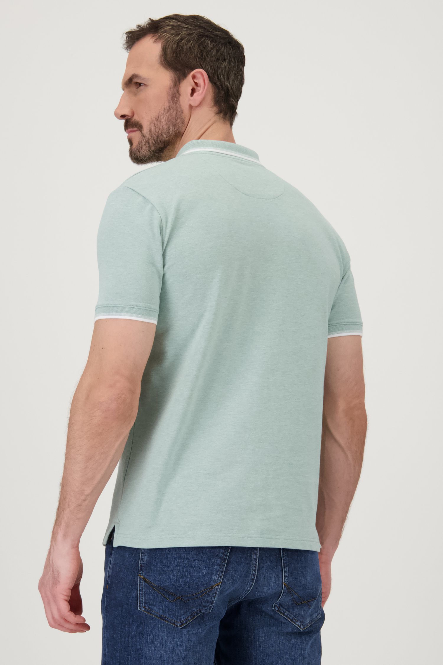 Groene polo met knopen en witte streep van Upper East voor Heren