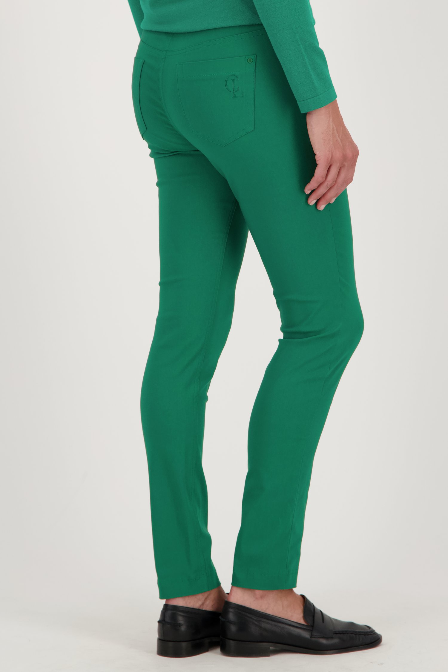 Groene stretchbroek met elastische taille van Claude Arielle voor Dames