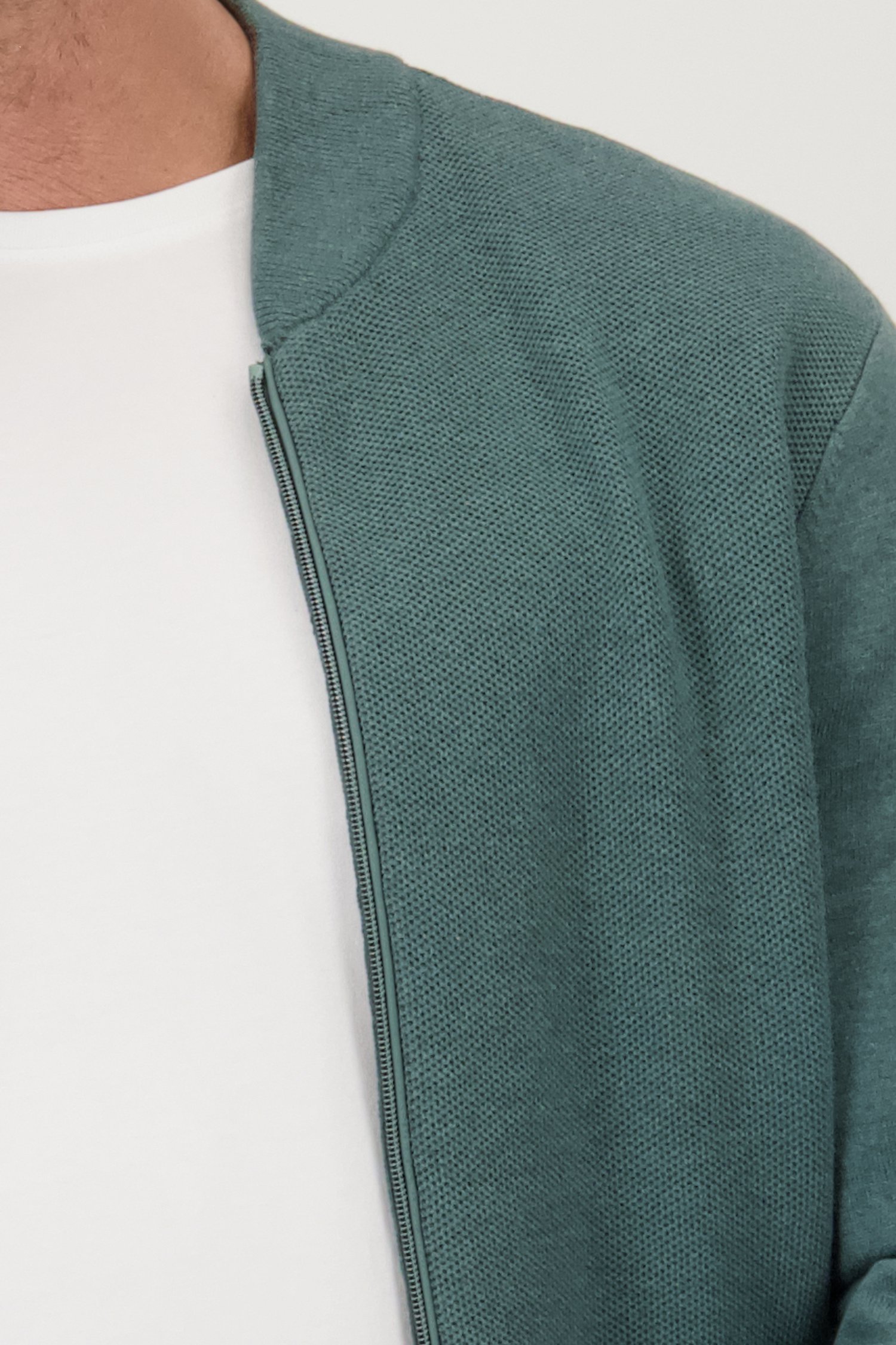 Groene tricot cardigan met rits van Dansaert Blue voor Heren