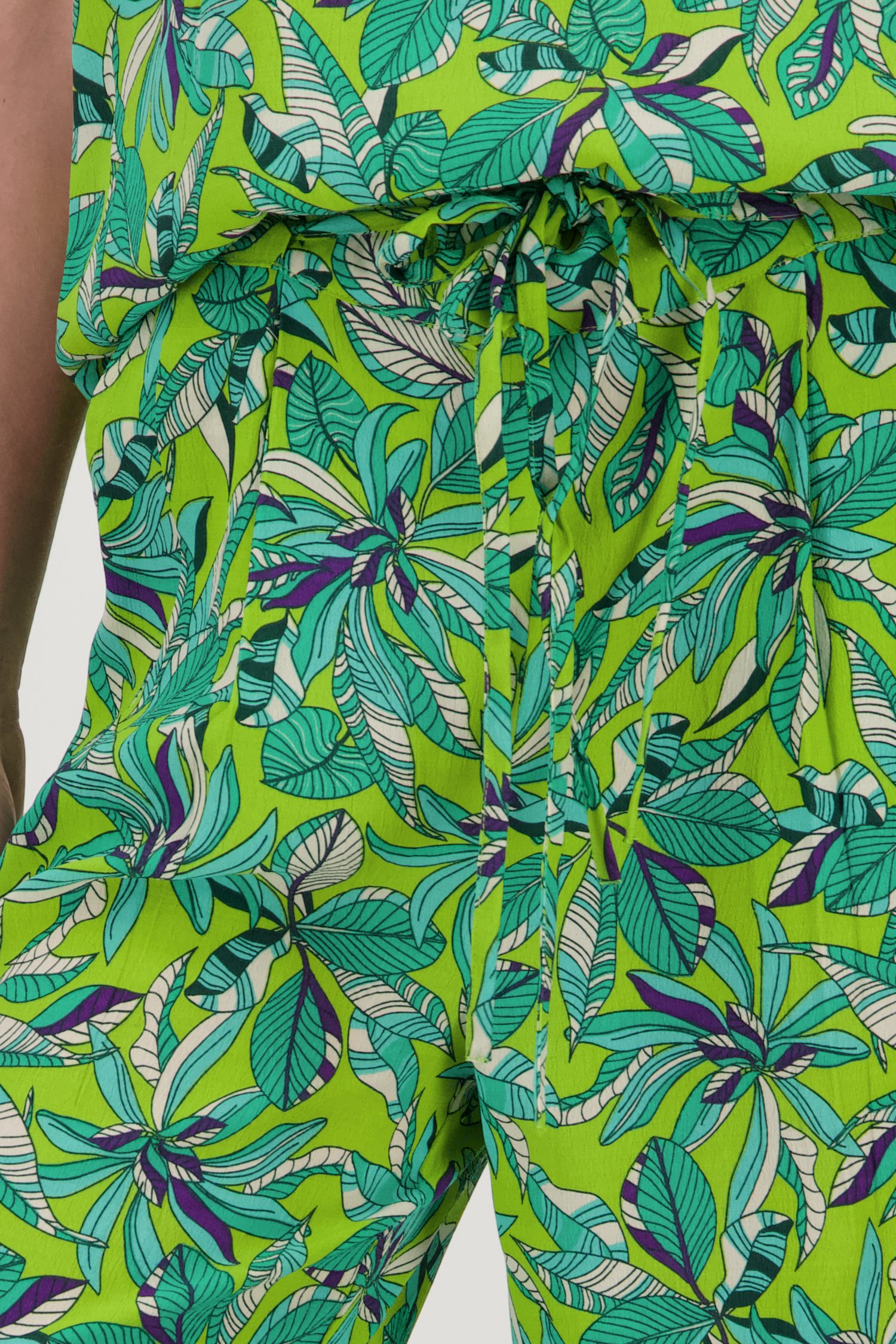 Groene wijde broek met bladerprint van Libelle voor Dames
