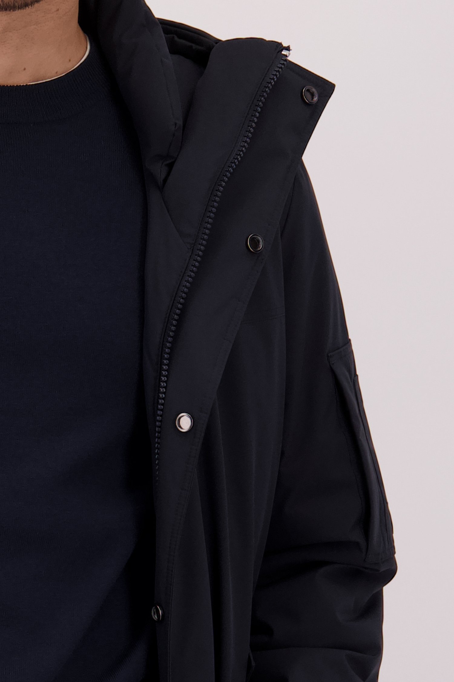 Detail van Halflange blauwe jas door Marc O'Polo voor Heren