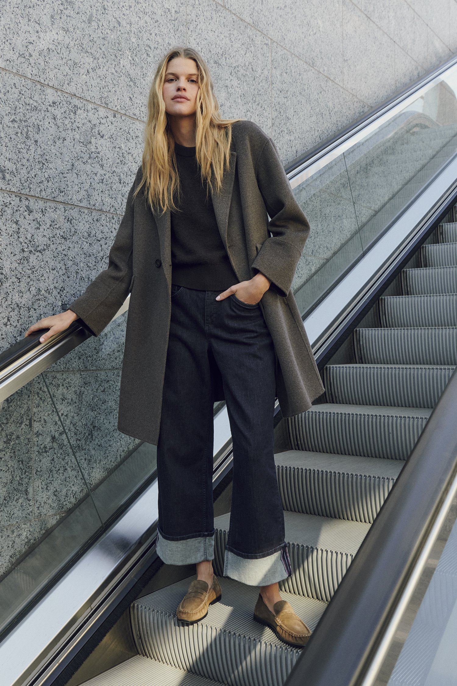 Extra foto 5 van Halflange bruine mantel door Opus voor Dames