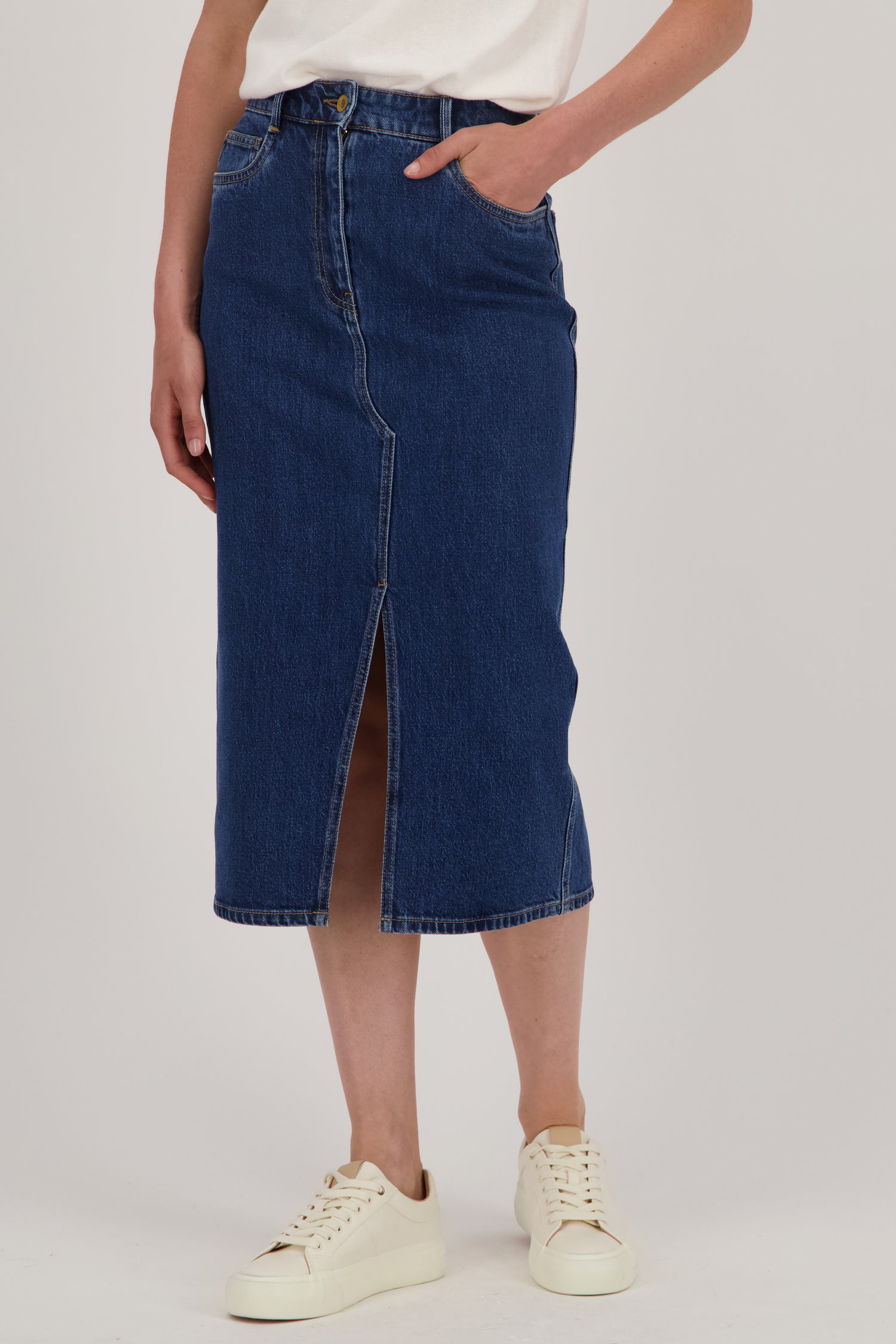 Halflange denim rok - donkerblauw van Liberty Island Denim voor Dames