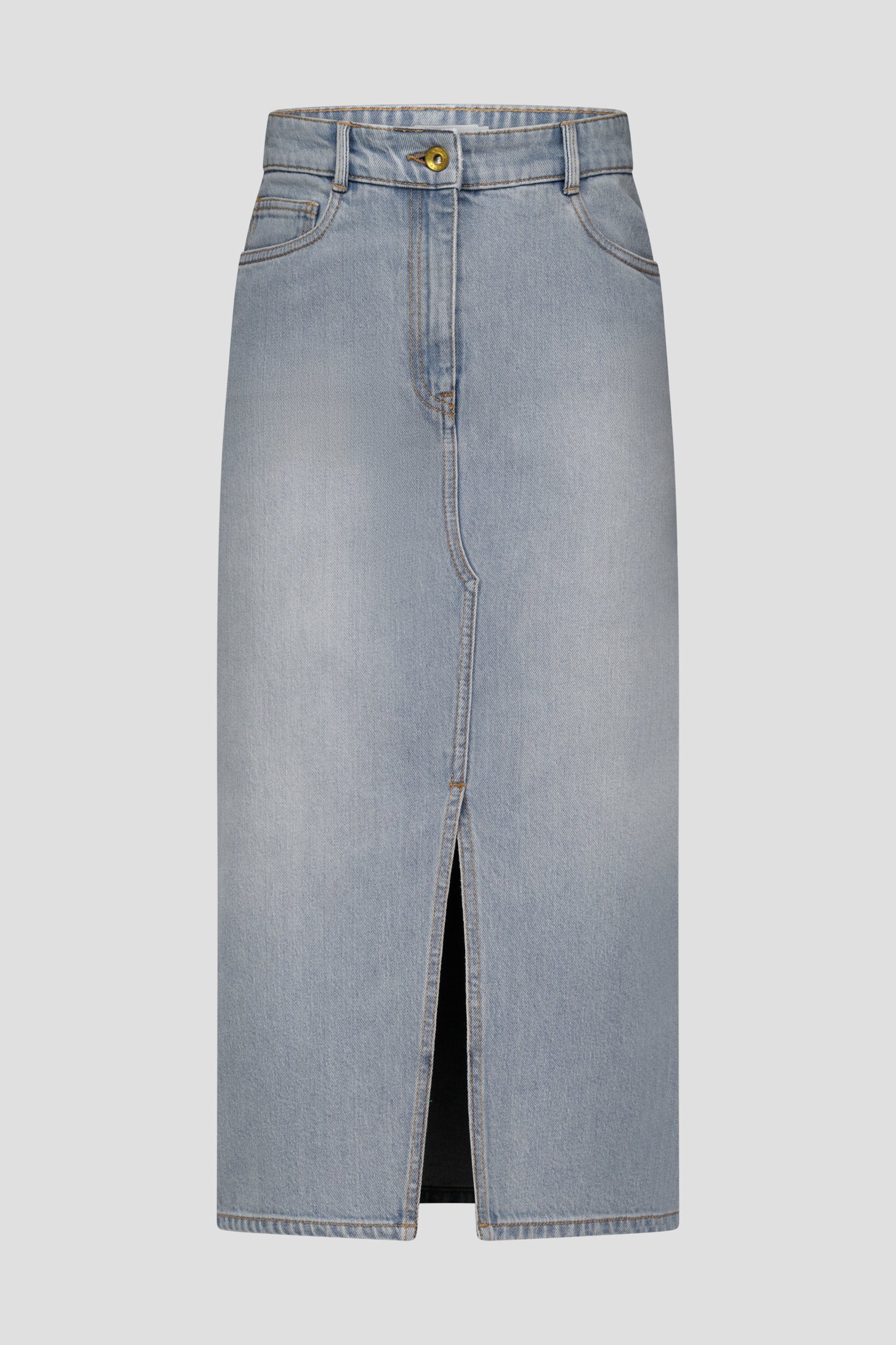 Halflange denim rok - grijsblauw van Liberty Island Denim voor Dames