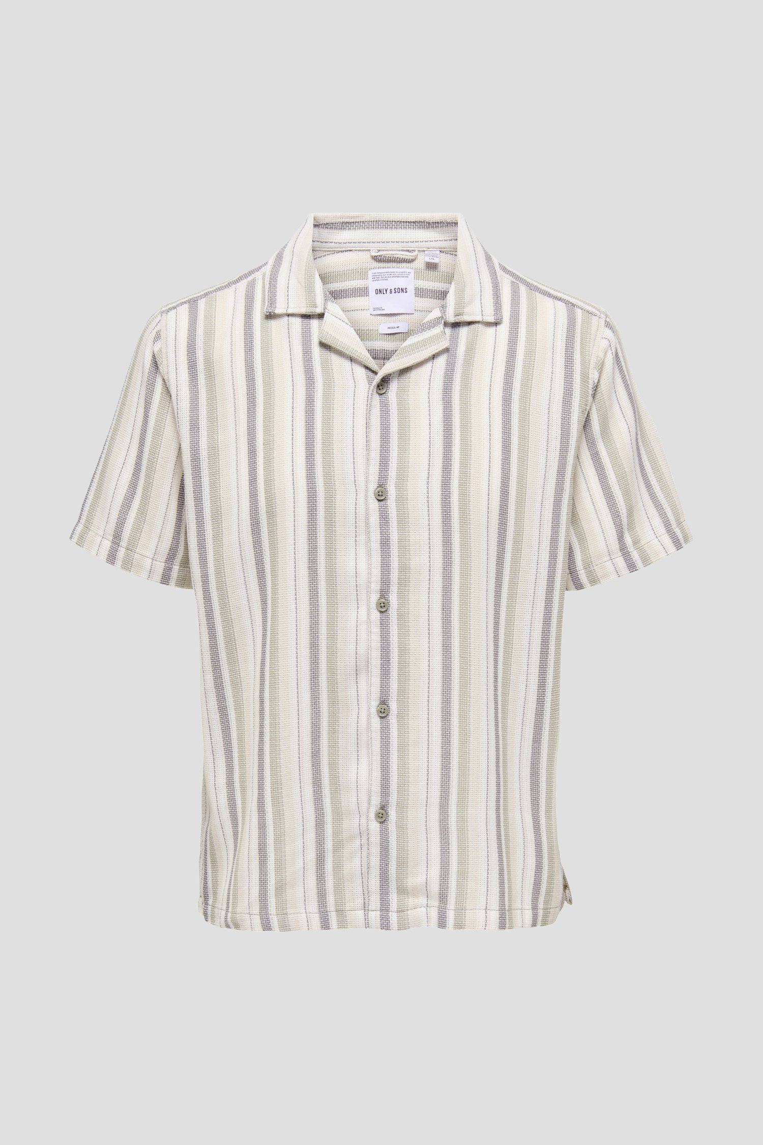 Hemd met beige-groen gestreept motief van ONLY & SONS voor Heren