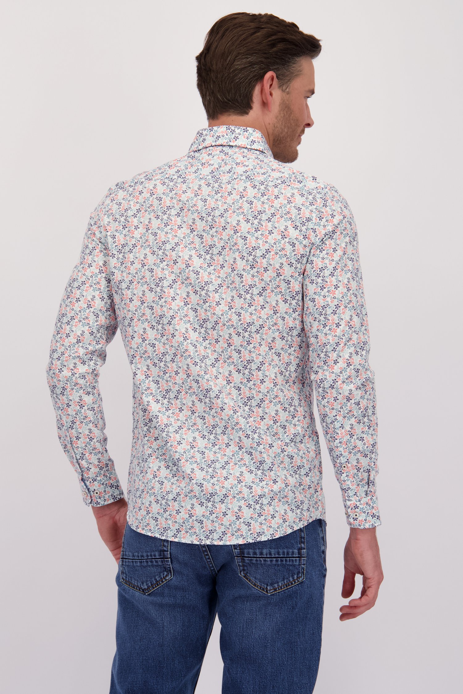 Hemd met blauw-roze bloemenprint - Regular fit van Dansaert Blue voor Heren