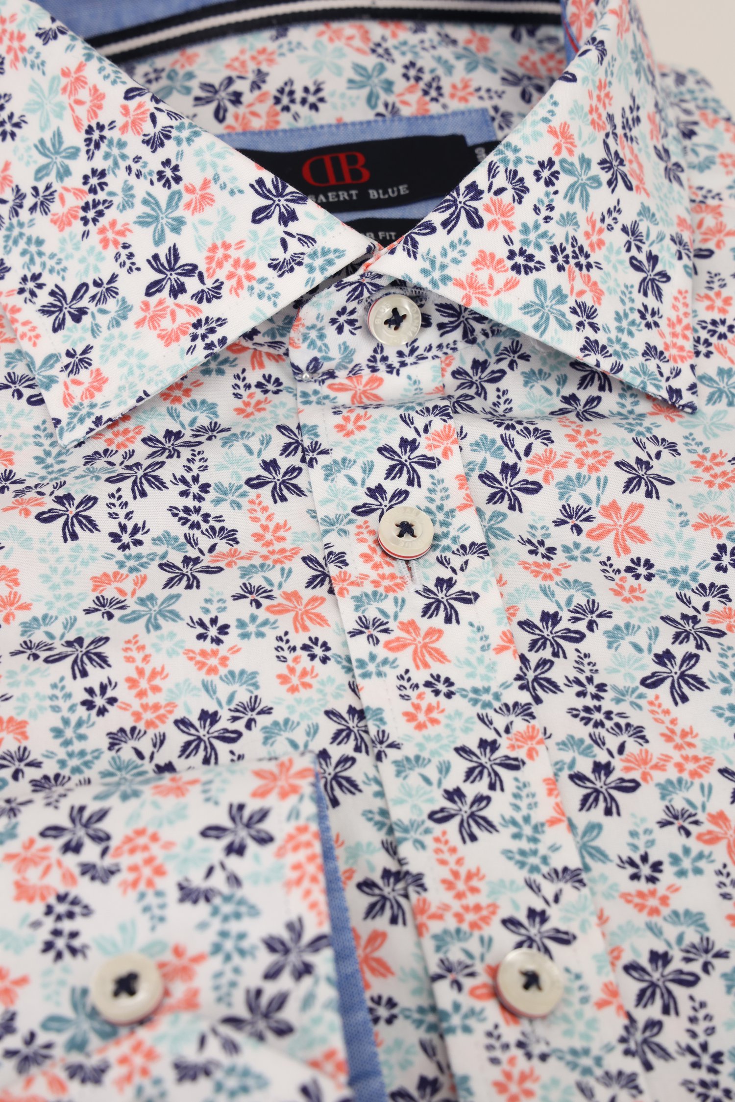 Hemd met blauw-roze bloemenprint - Regular fit van Dansaert Blue voor Heren