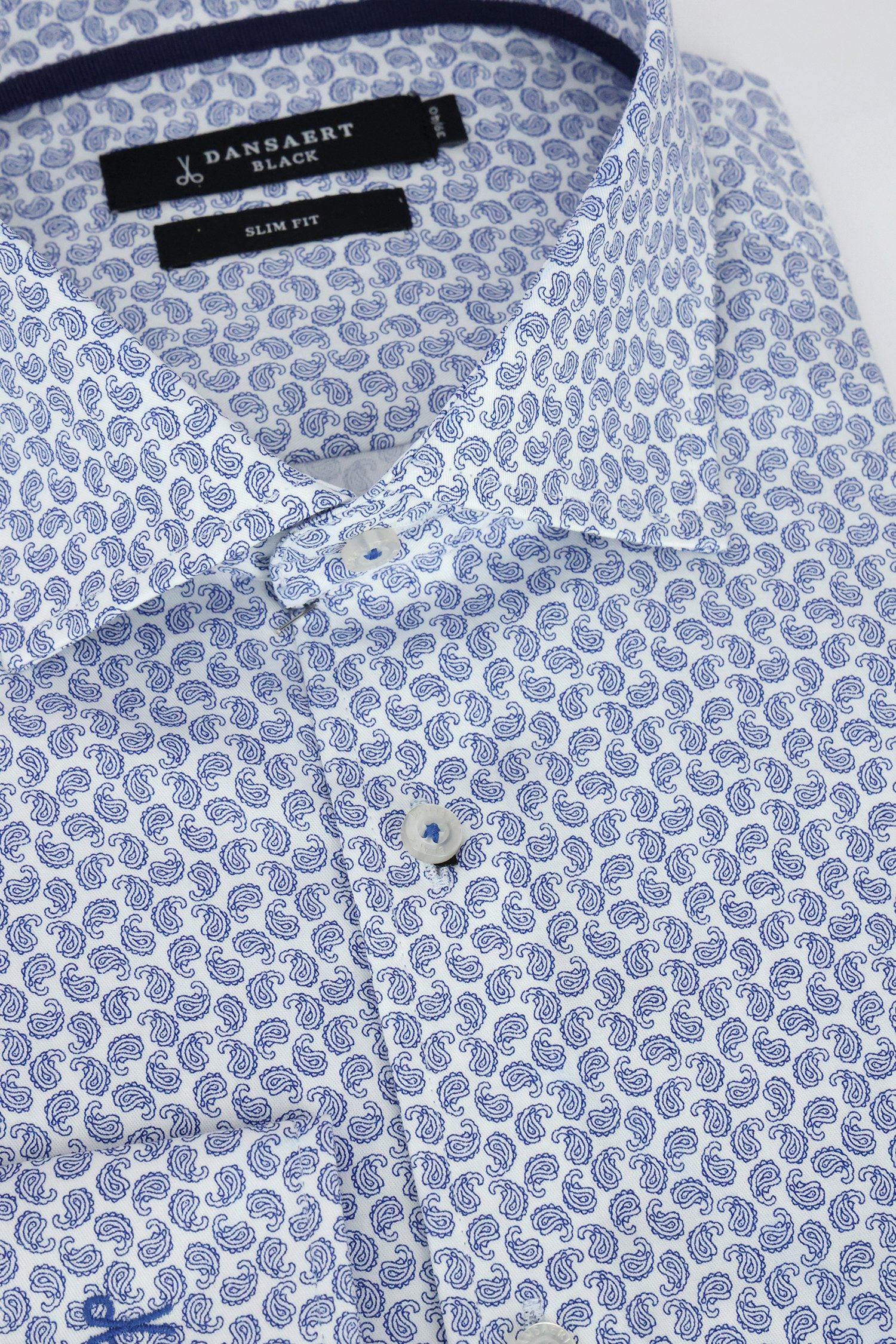 Productfoto 2 van Hemd met blauwe paisley motief - Slim fit door Dansaert Black voor Heren