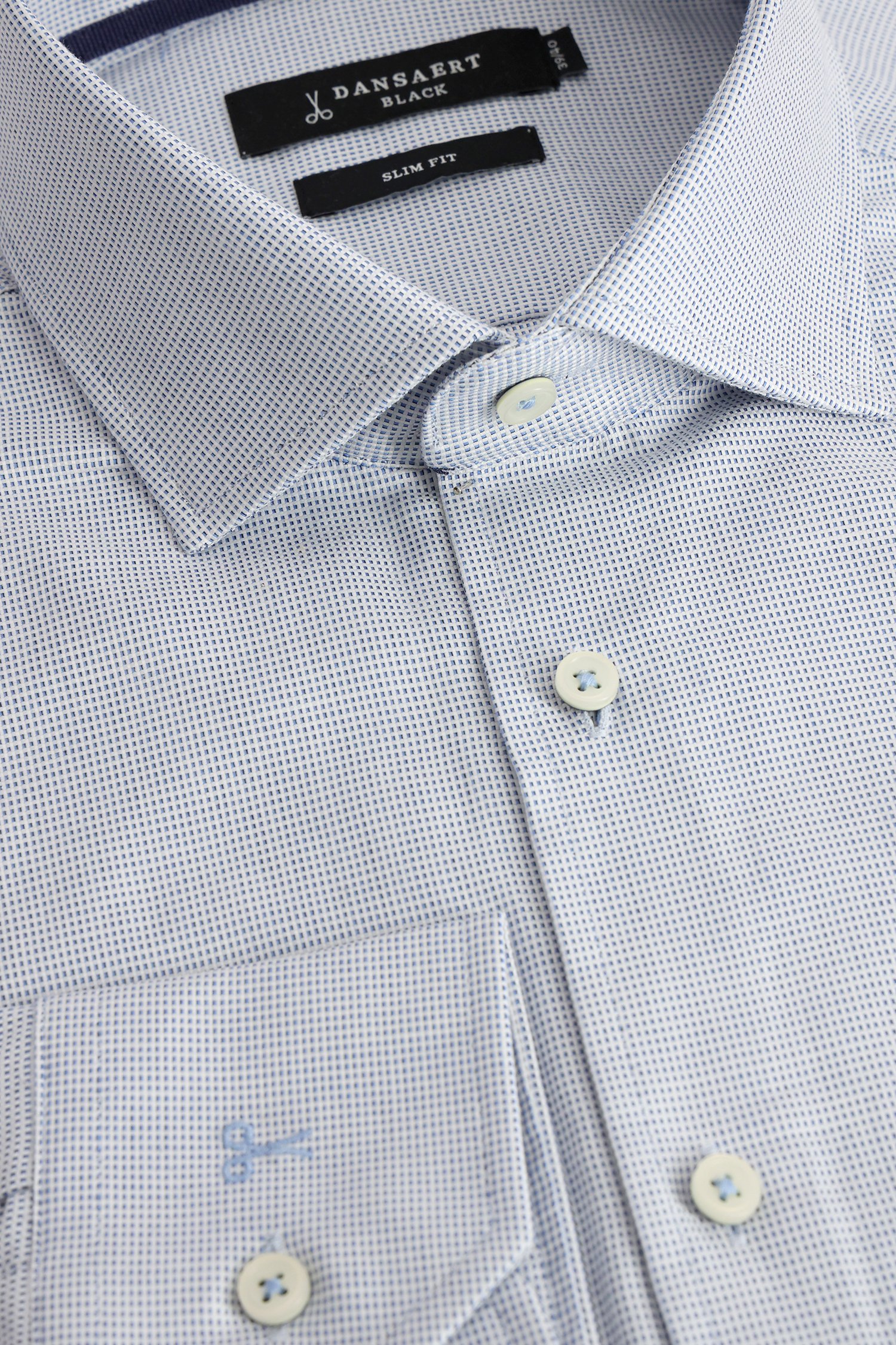 Productfoto 2 van Hemd met fijn blauw motief - Slim fit  door Dansaert Black voor Heren