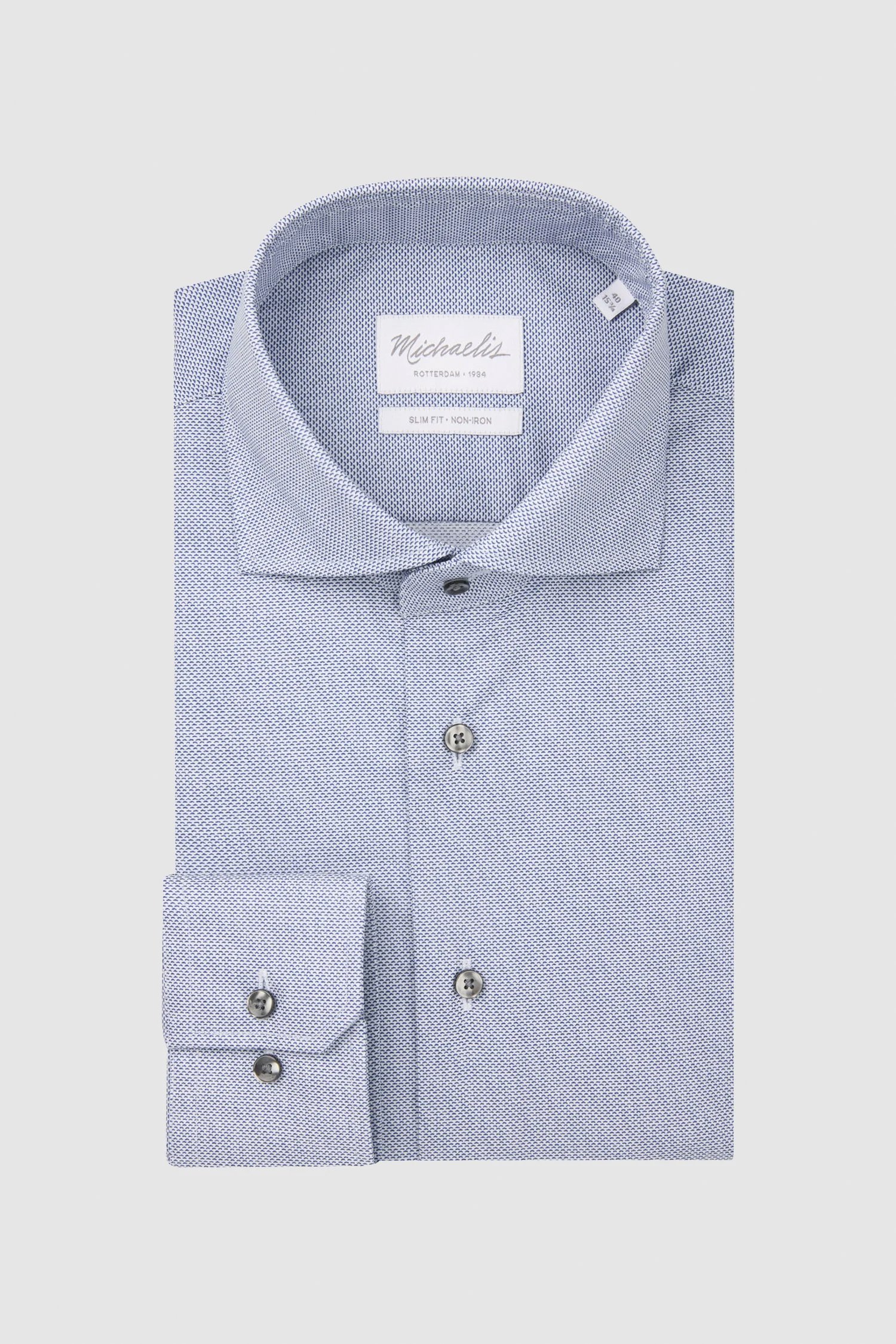Productfoto 1 van Hemd met fijne blauwe print - Slim fit door Michaelis voor Heren