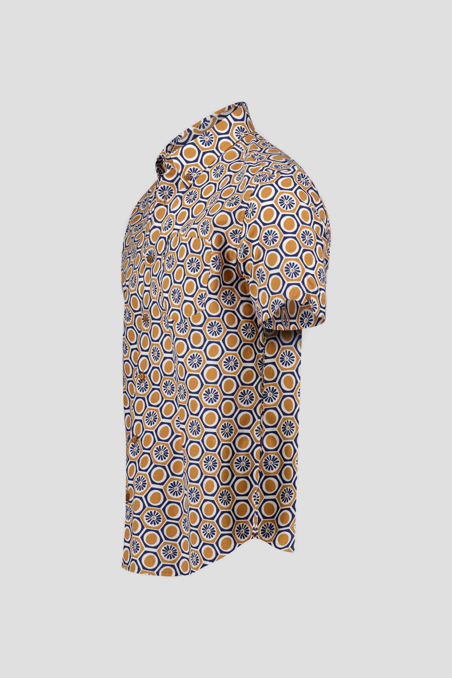 Hemd met print in oker en blauw - regular fit van Ben Sherman voor Heren