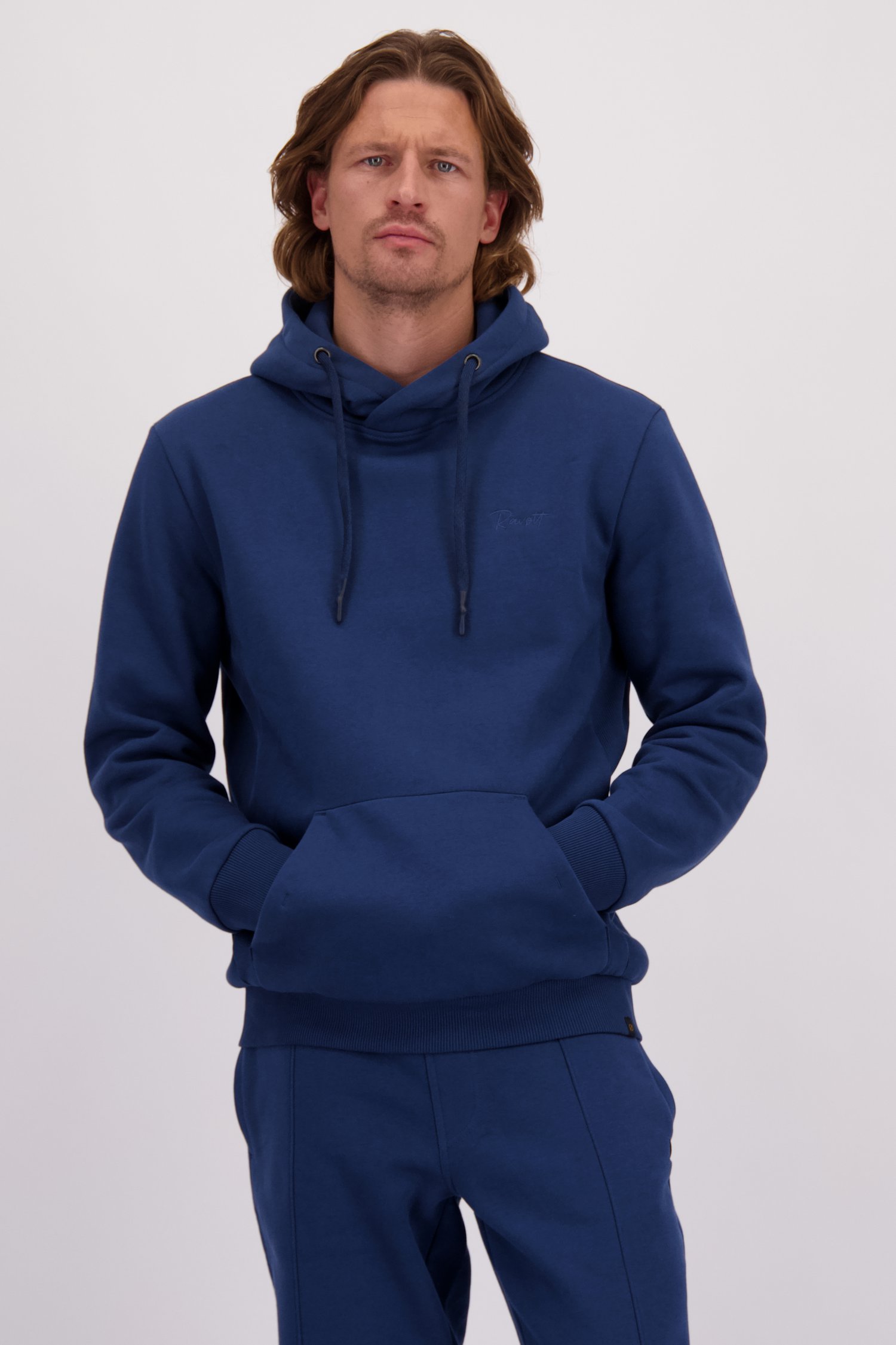 Le devant de Hoodie bleu de Ravøtt pour Hommes