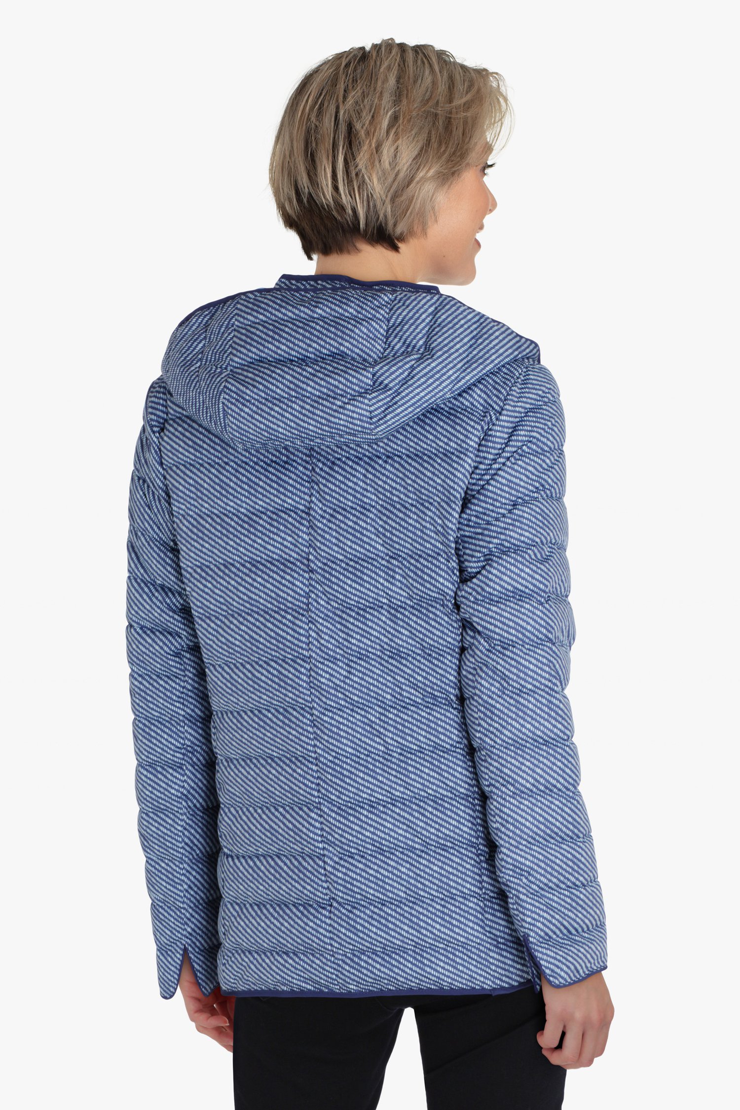 Imperméable matelassé bleu à capuche amovible de Claude Arielle pour Femmes