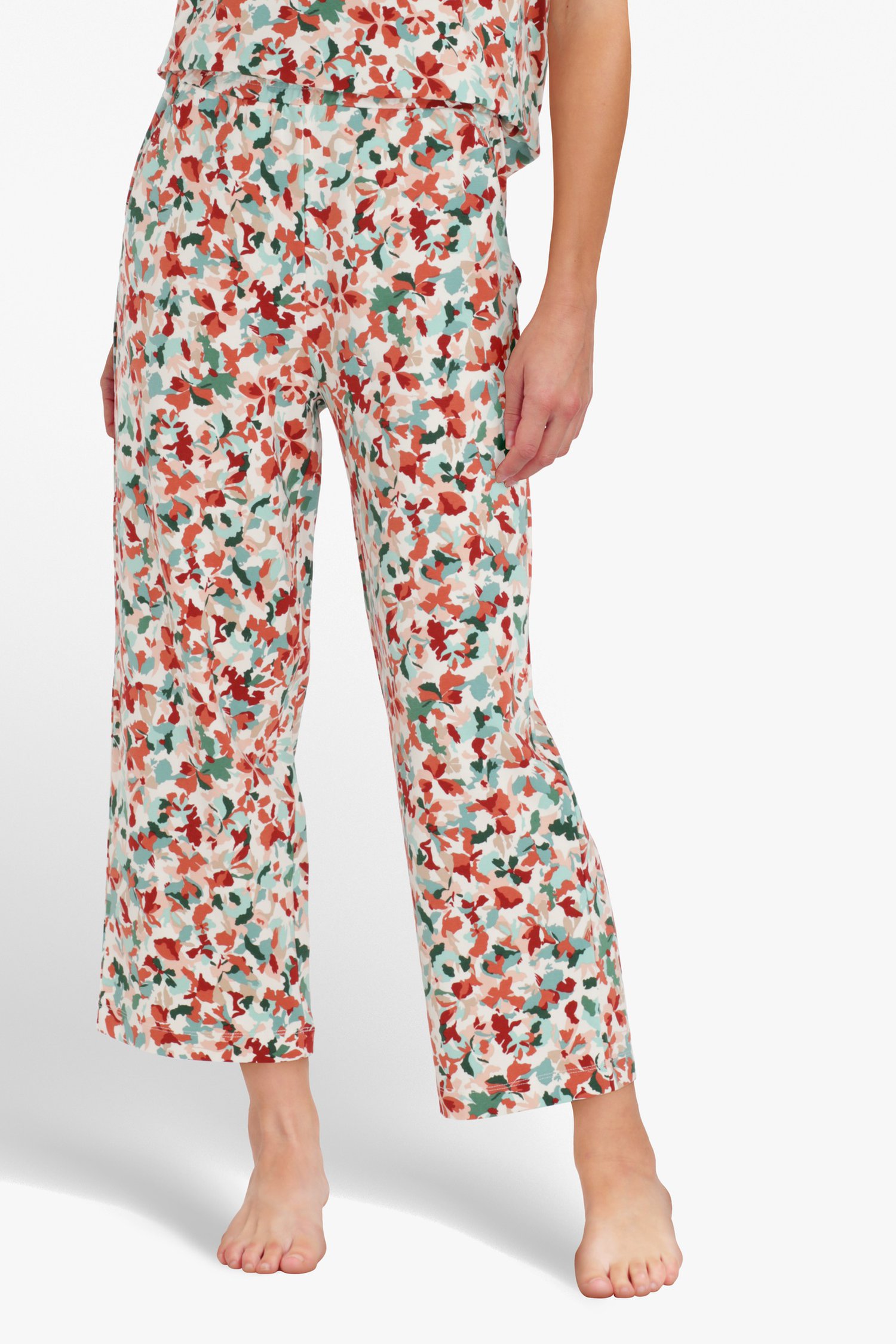 Ivoorwitte broek met print - straight fit van Liberty Island homewear voor Dames
