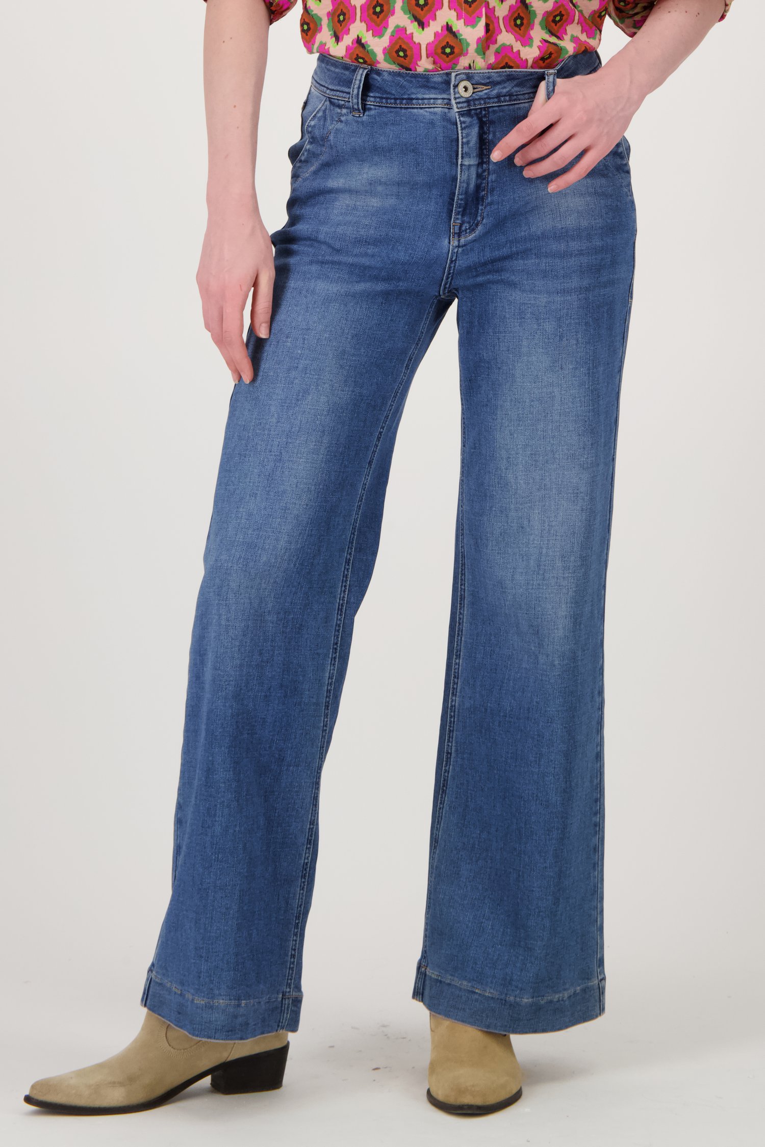 Jean large bleu foncé de Geisha pour Femmes