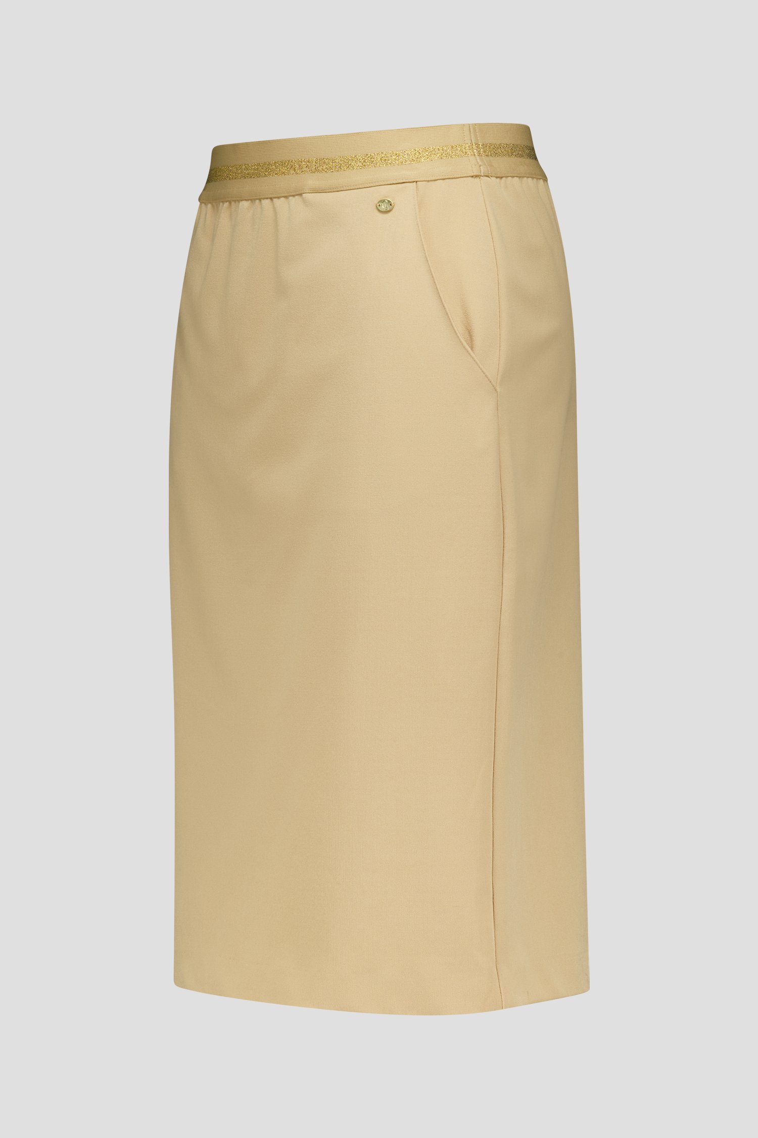 Jupe beige avec taille élastiquée de Claude Arielle pour Femmes