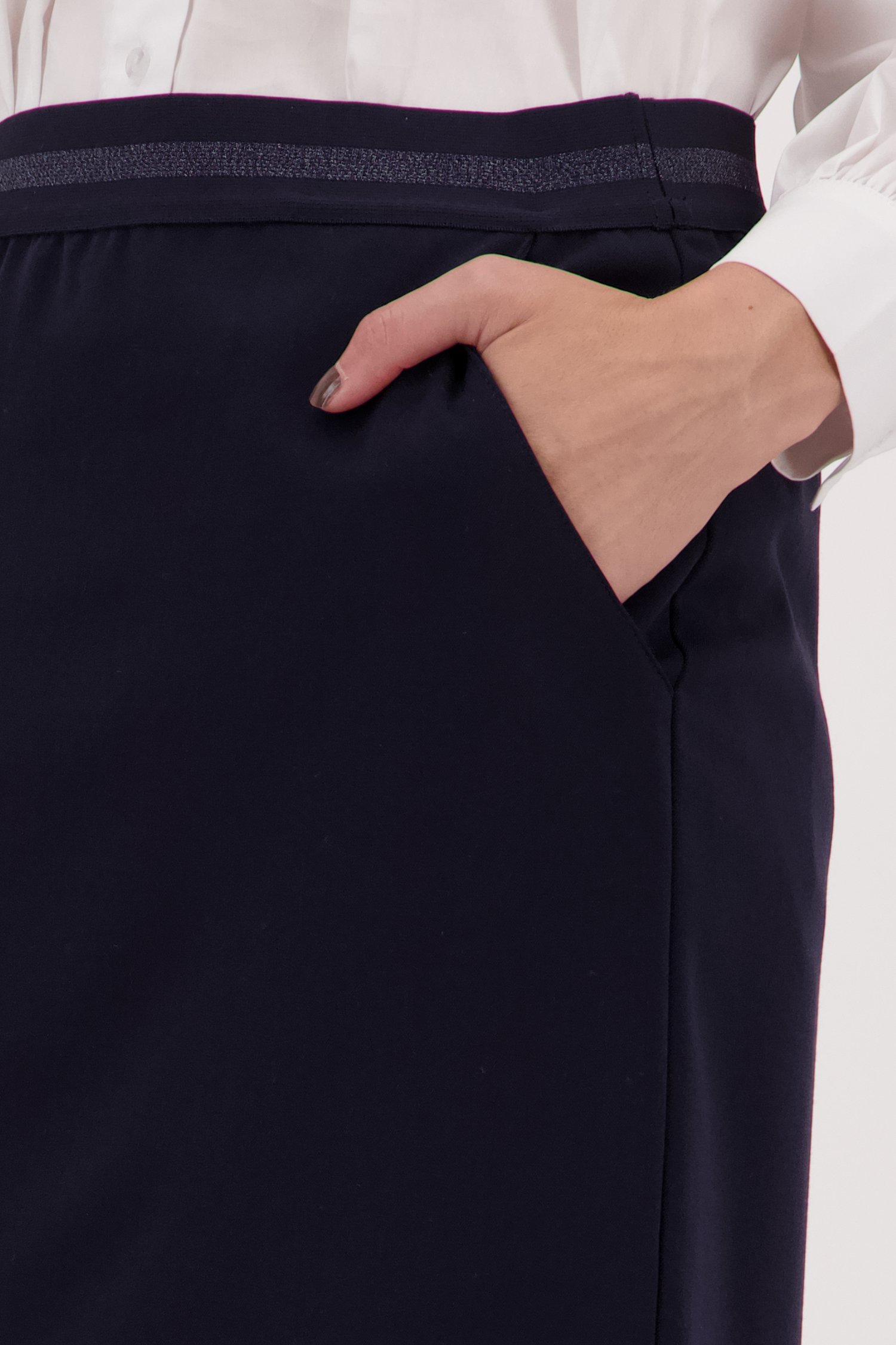 Jupe bleu marine à taille élastiquée de Claude Arielle pour Femmes