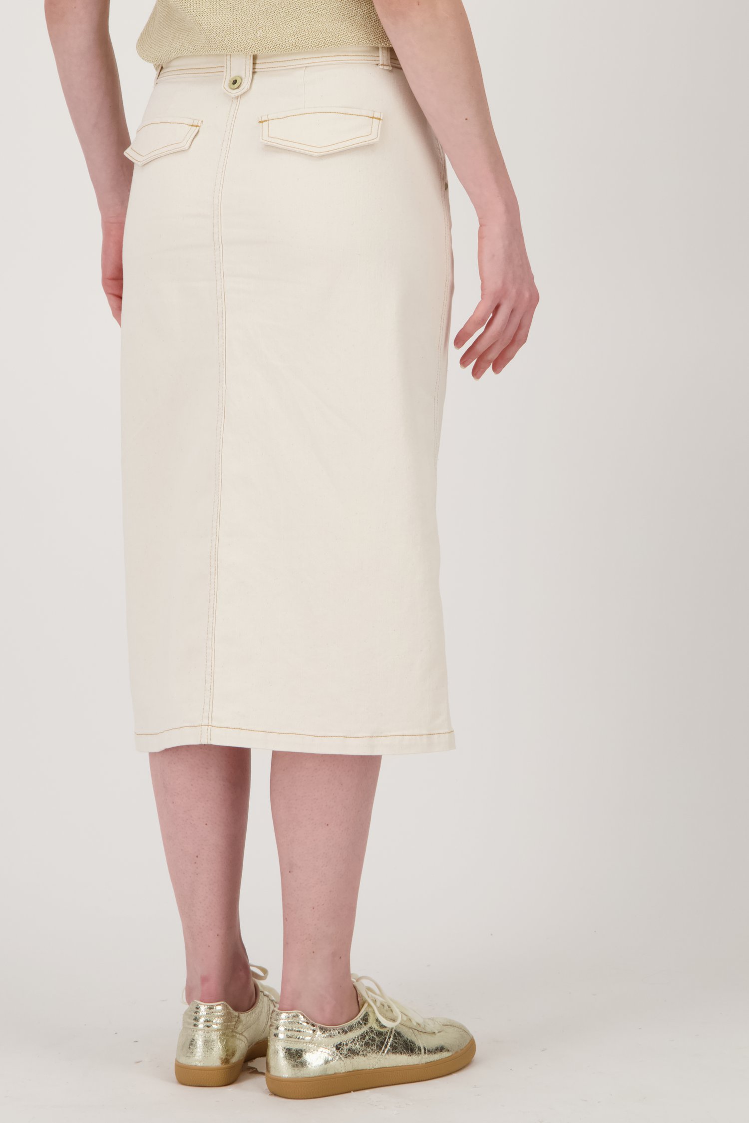 Jupe en jean beige avec fente de Geisha pour Femmes