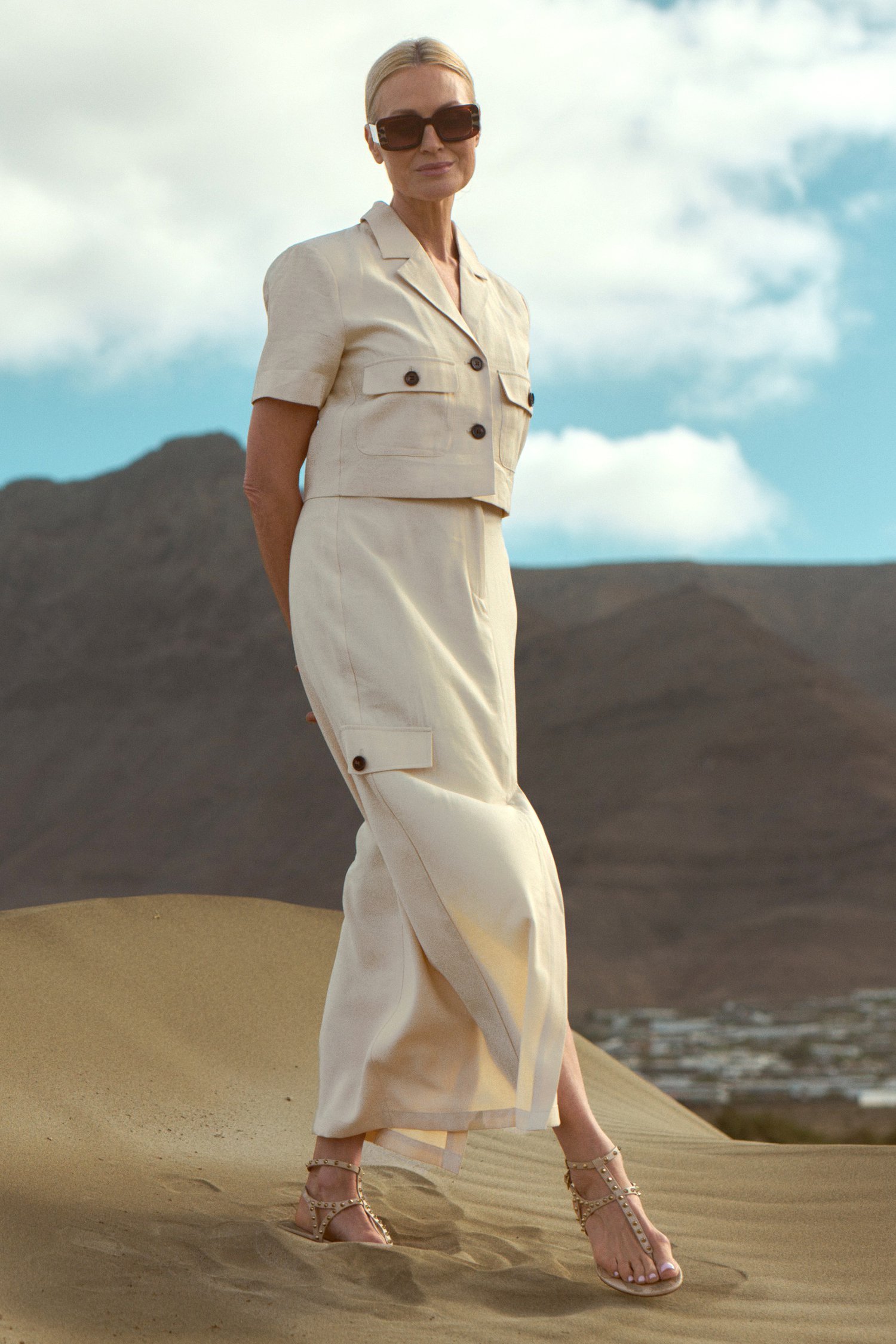 Jupe longue beige clair avec fente de JDY pour Femmes