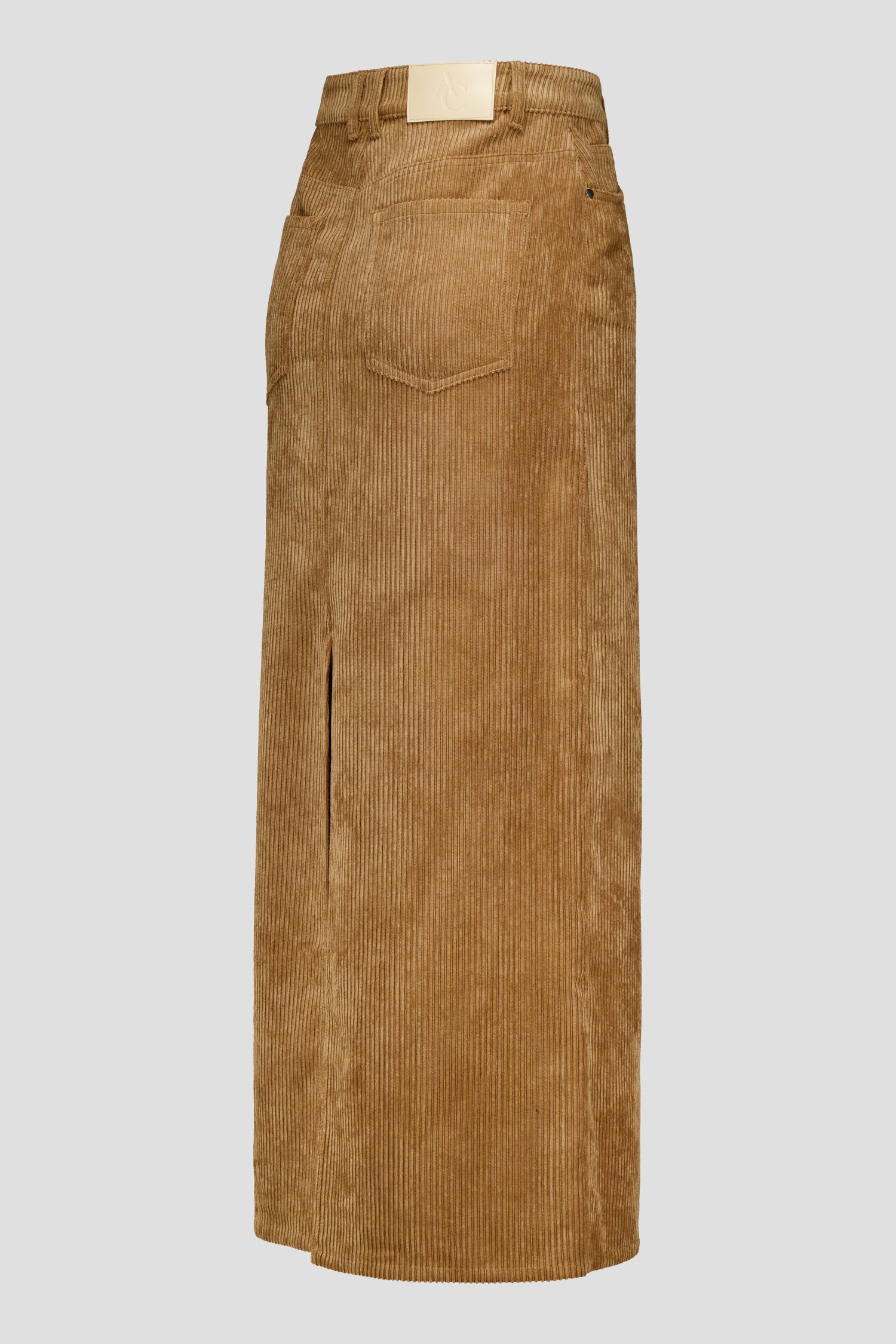 Jupe longue en velours côtelé marron de AC by Annelien Coorevits pour Femmes