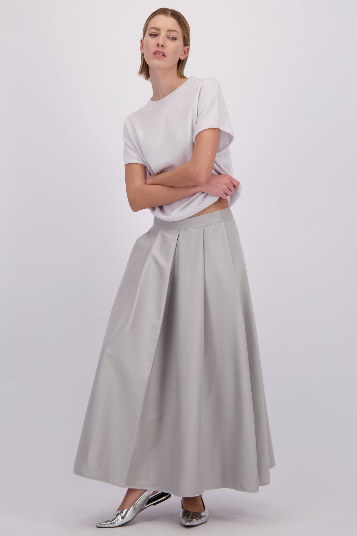 Le devant de Jupe longue gris argenté de D'Auvry Studio pour Femmes