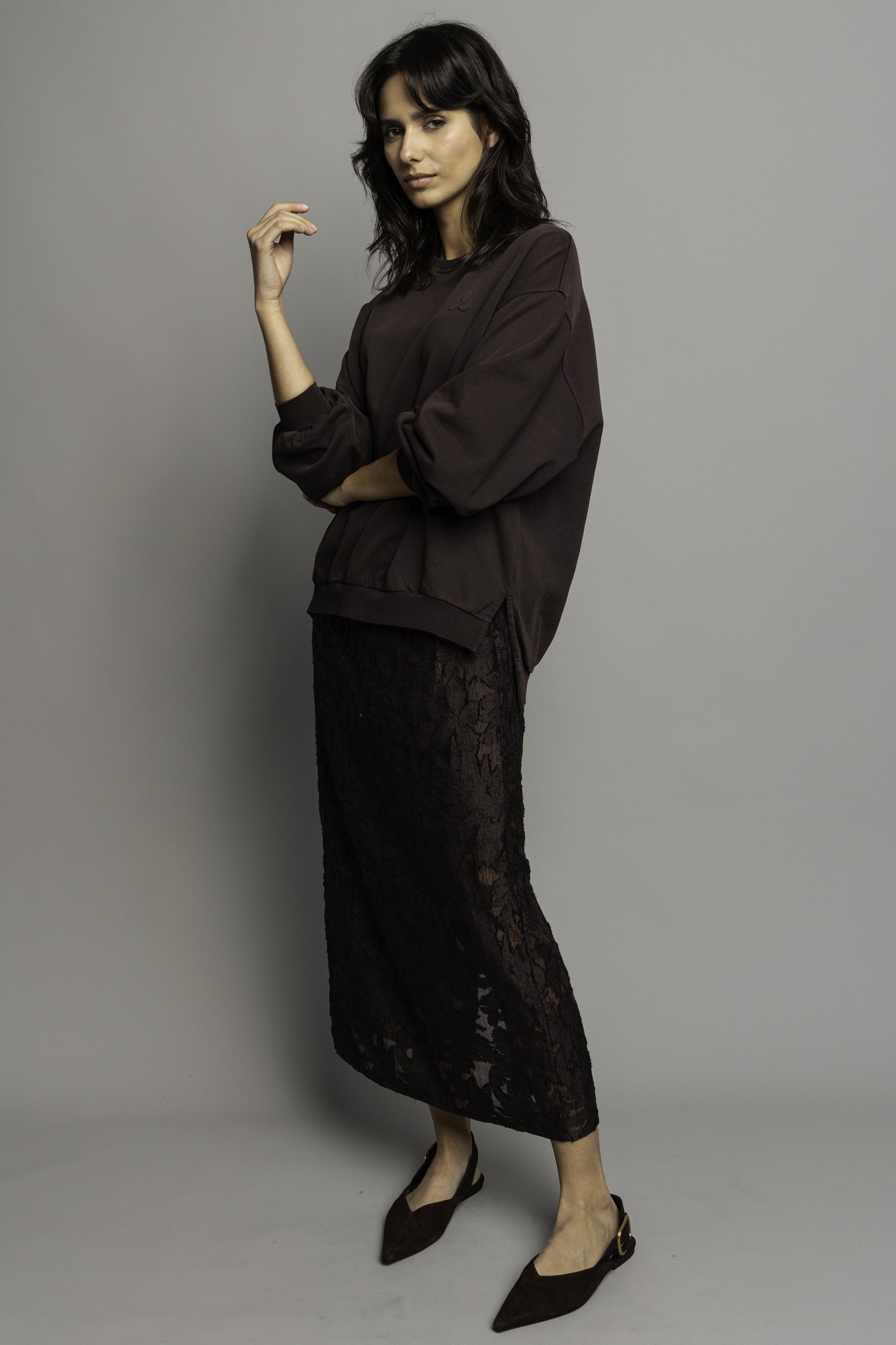 Photo supplémentaire 5 de Jupe marron avec broderies de Louise pour Femmes