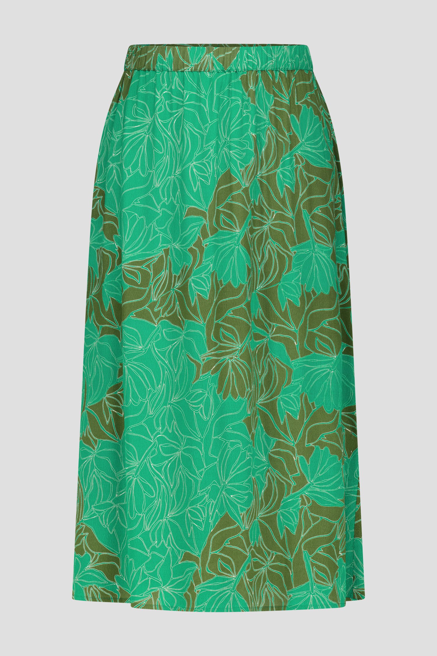 Jupe mi-longue verte avec imprimé feuilles de Libelle pour Femmes