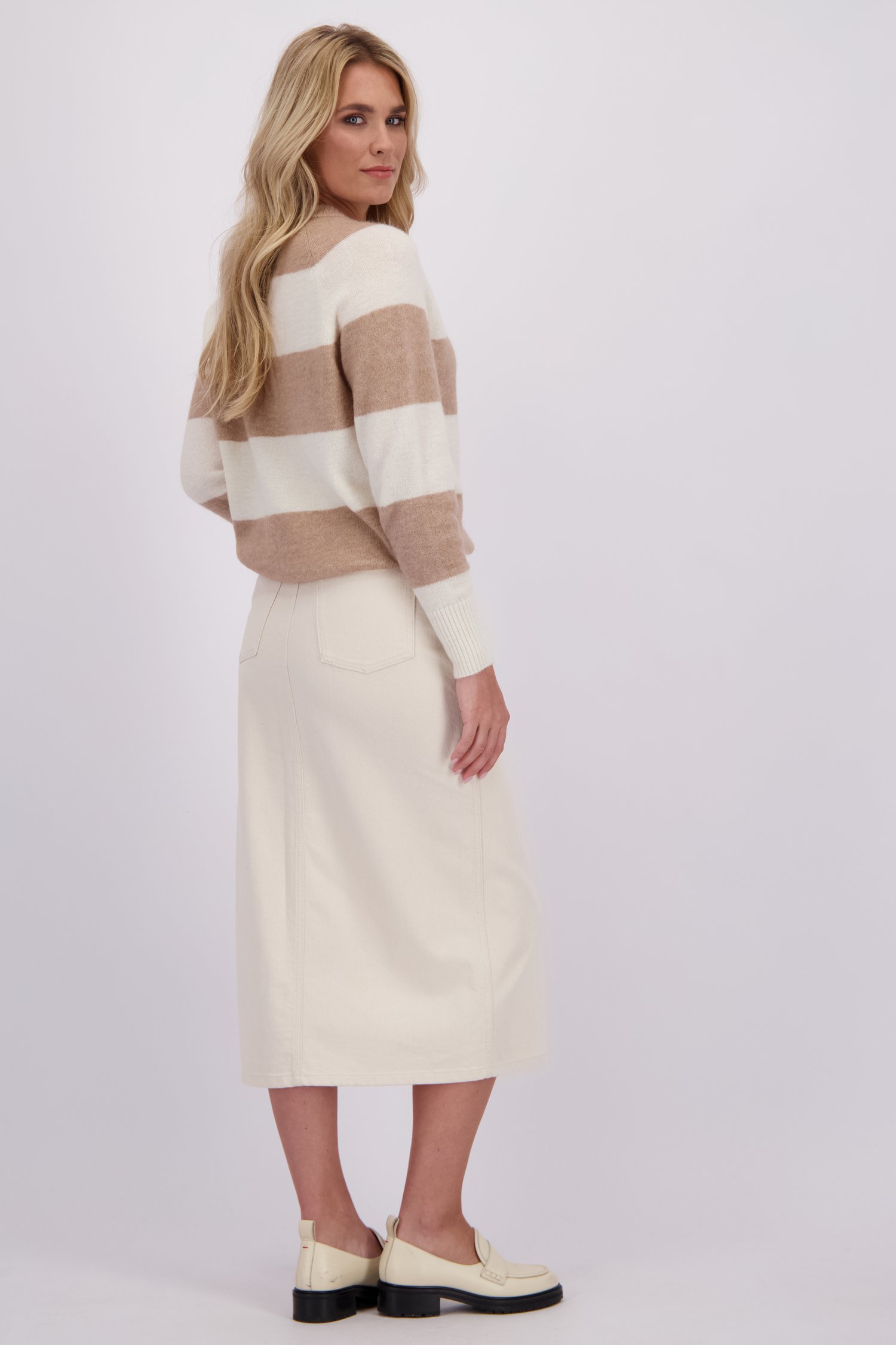 Le dos de Jupe midi beige clair avec fente de Liberty Loving nature pour Femmes
