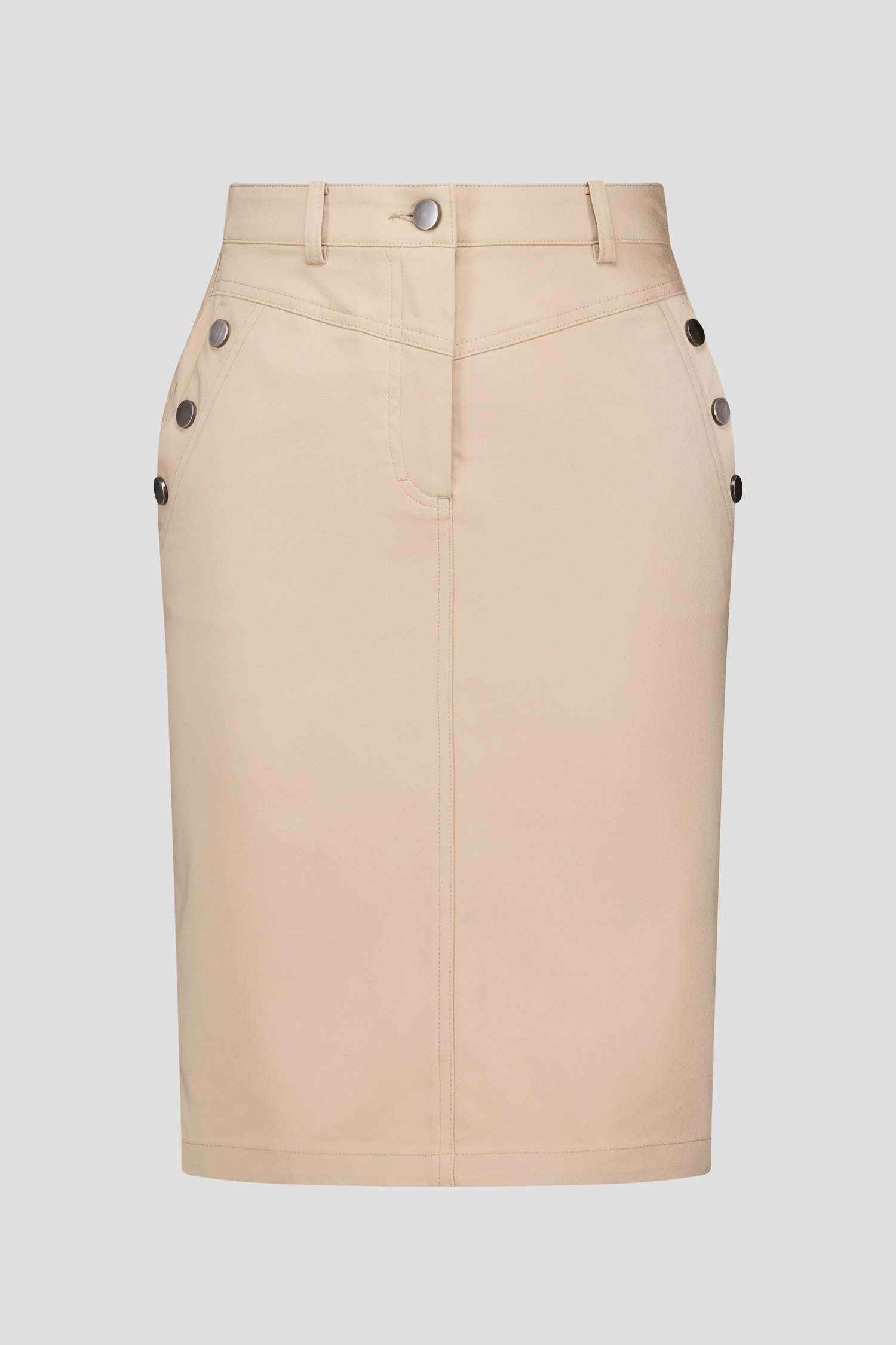Jupe taupe avec boutons argentés de Signature pour Femmes