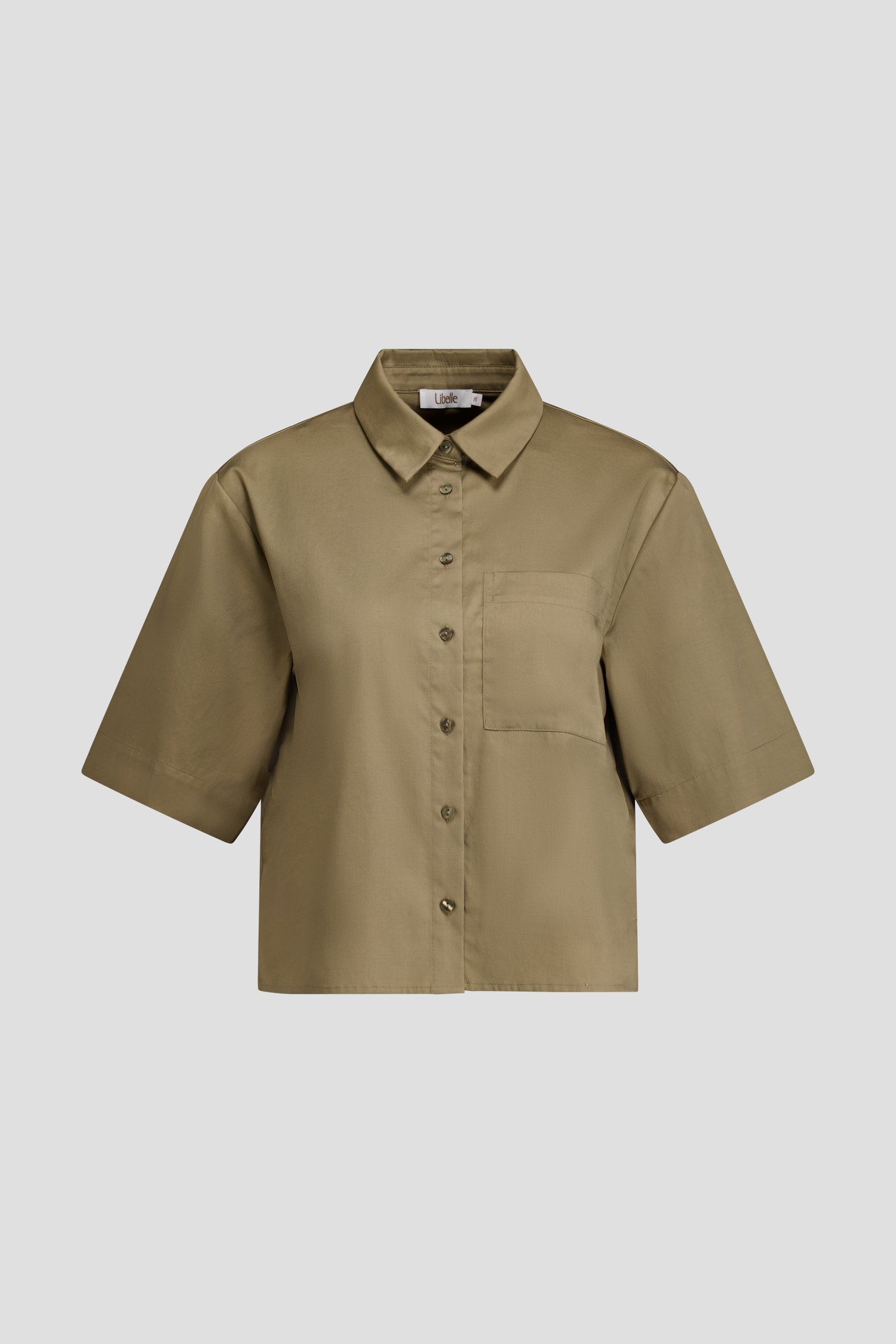 Productfoto 1 van Kaki blouse met korte mouwen door Libelle voor Dames