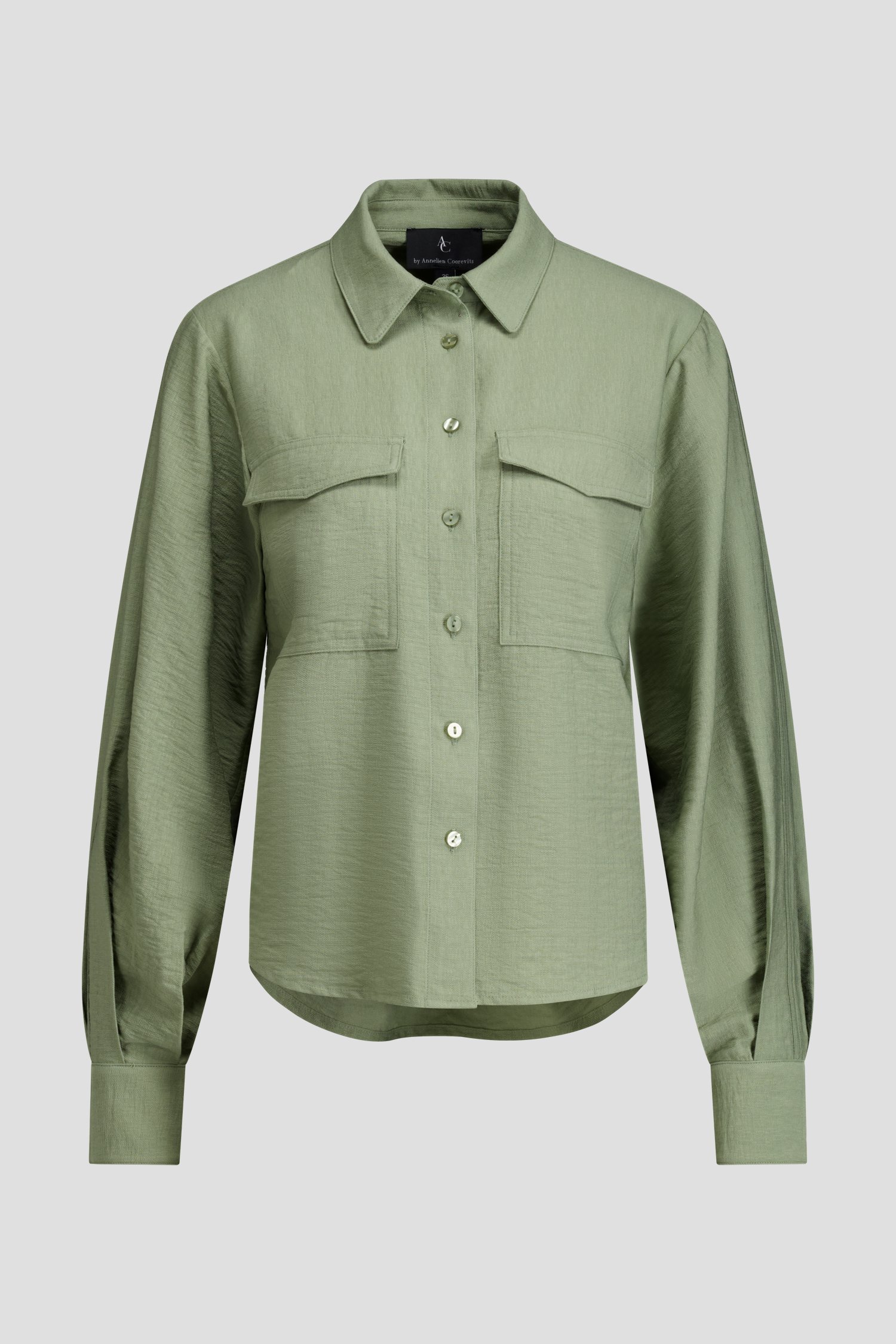 Productfoto 1 van Kaki blouse met lange mouwen door AC by Annelien Coorevits voor Dames