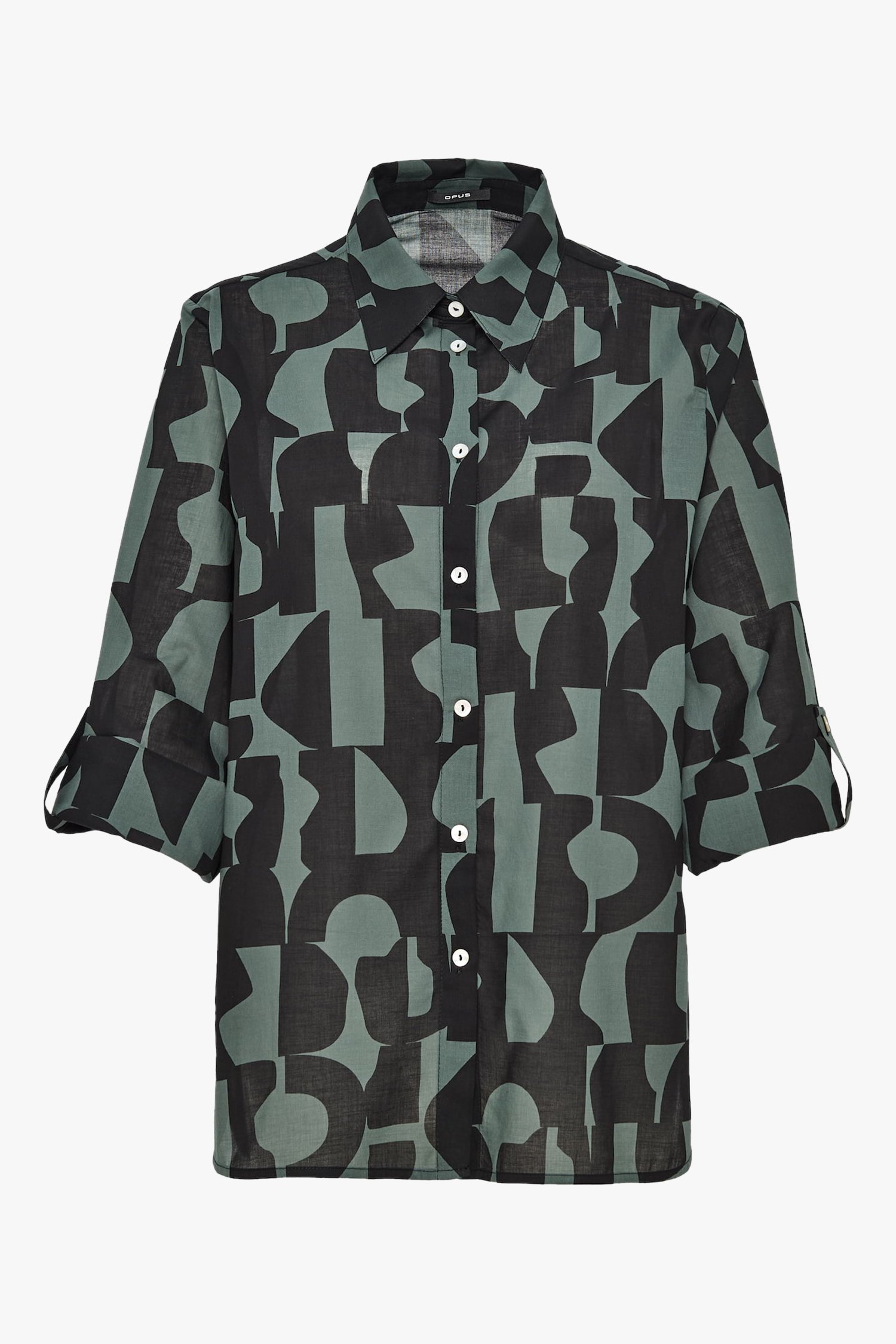 Kaki blouse met zwarte print van Opus voor Dames