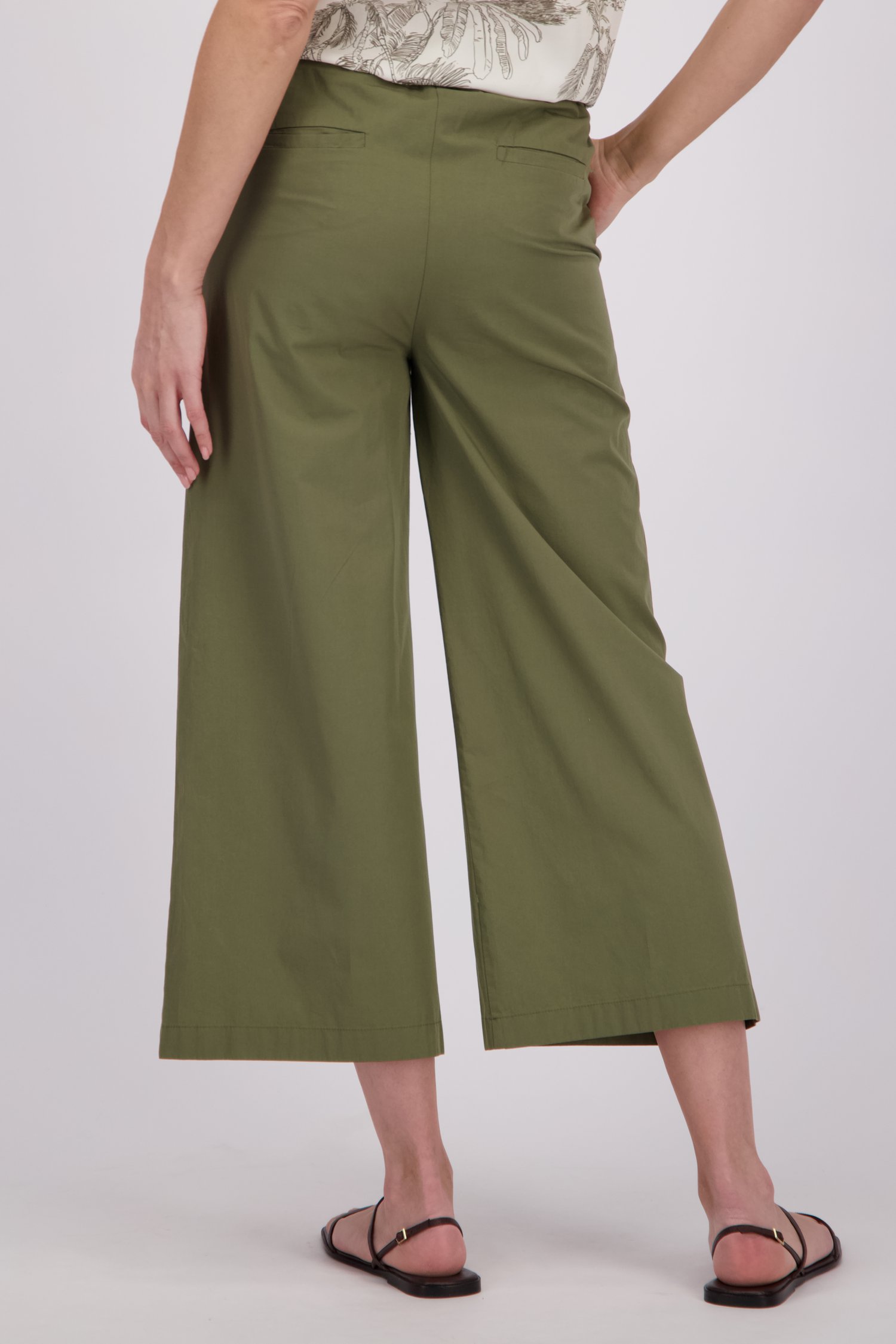 Kaki culotte met een elastische tailleband van More & More voor Dames