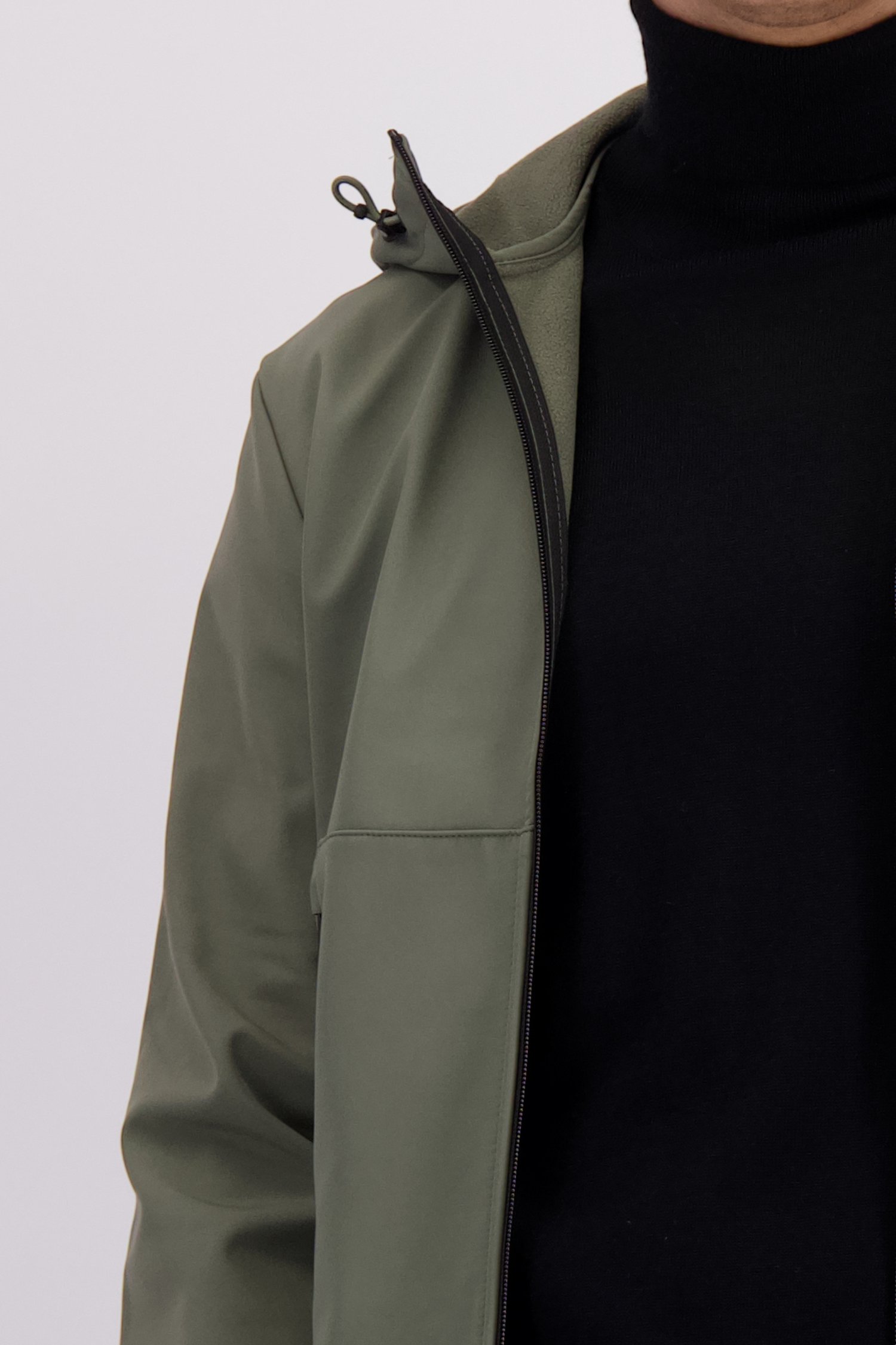 Detail van Kaki gevoerde jas met kap door Only & Sons voor Heren