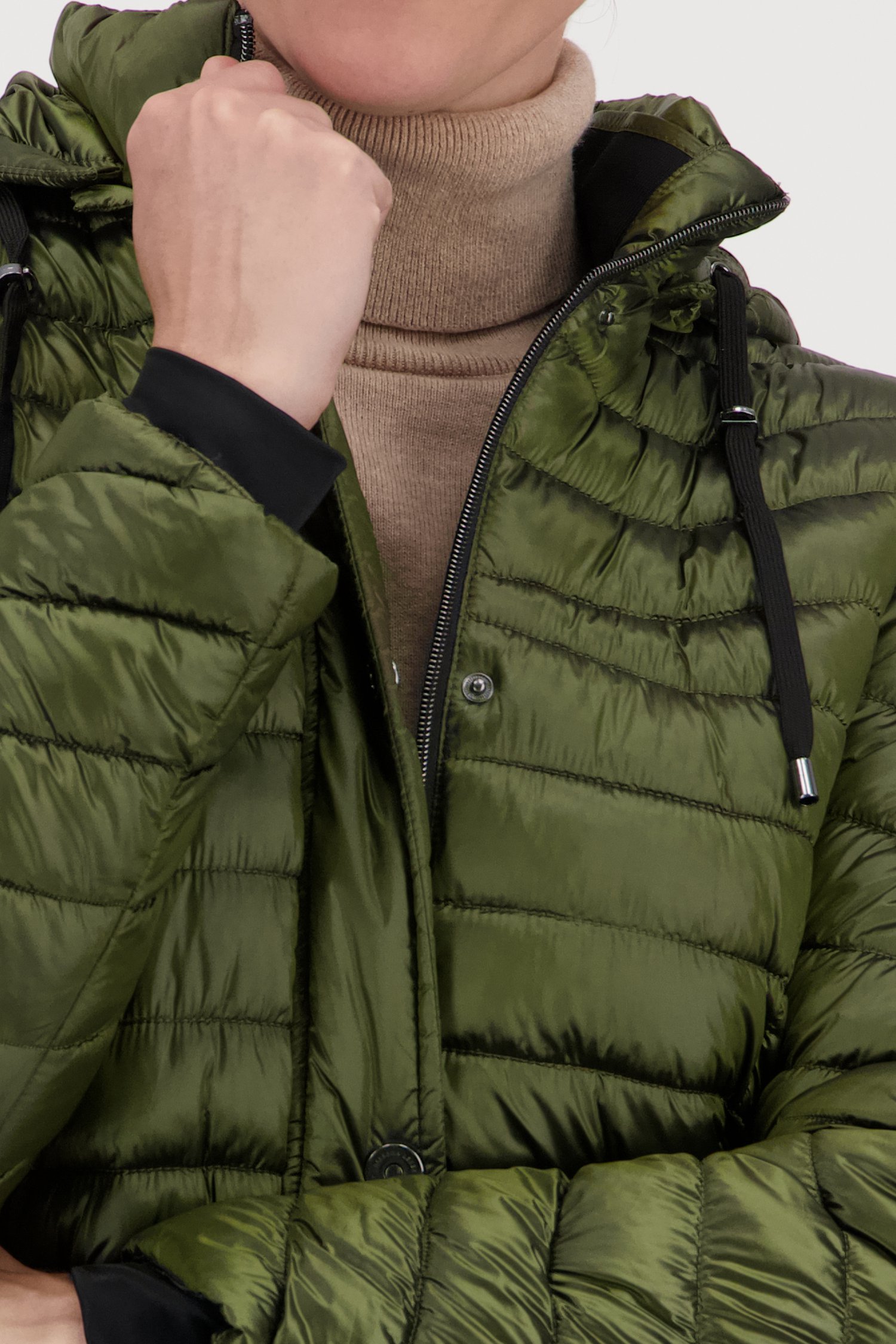 Kaki gewatteerde puffer jacket van Barbara Lebek voor Dames