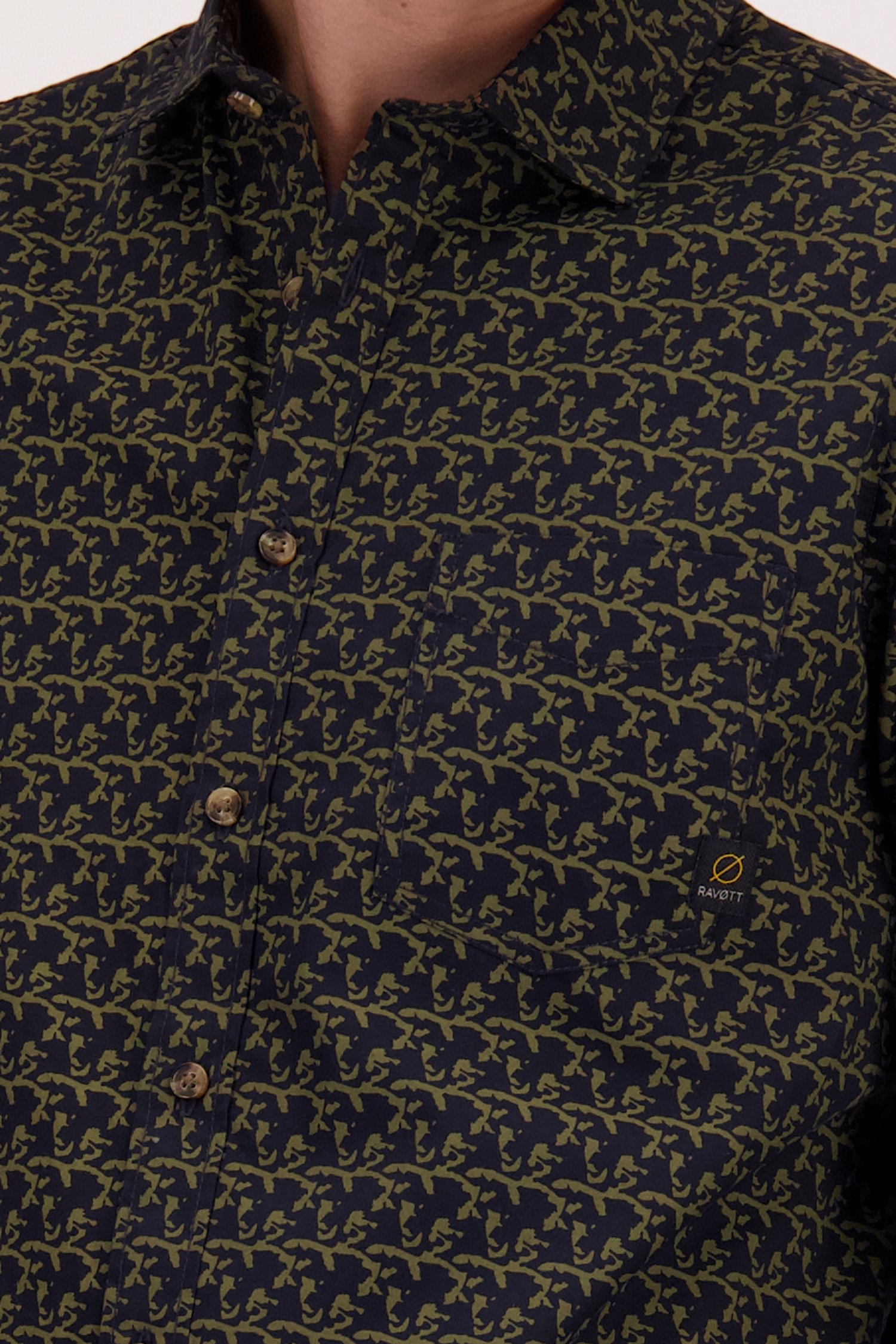 Detail van Kaki hemd met print - Regular fit door Ravøtt voor Heren