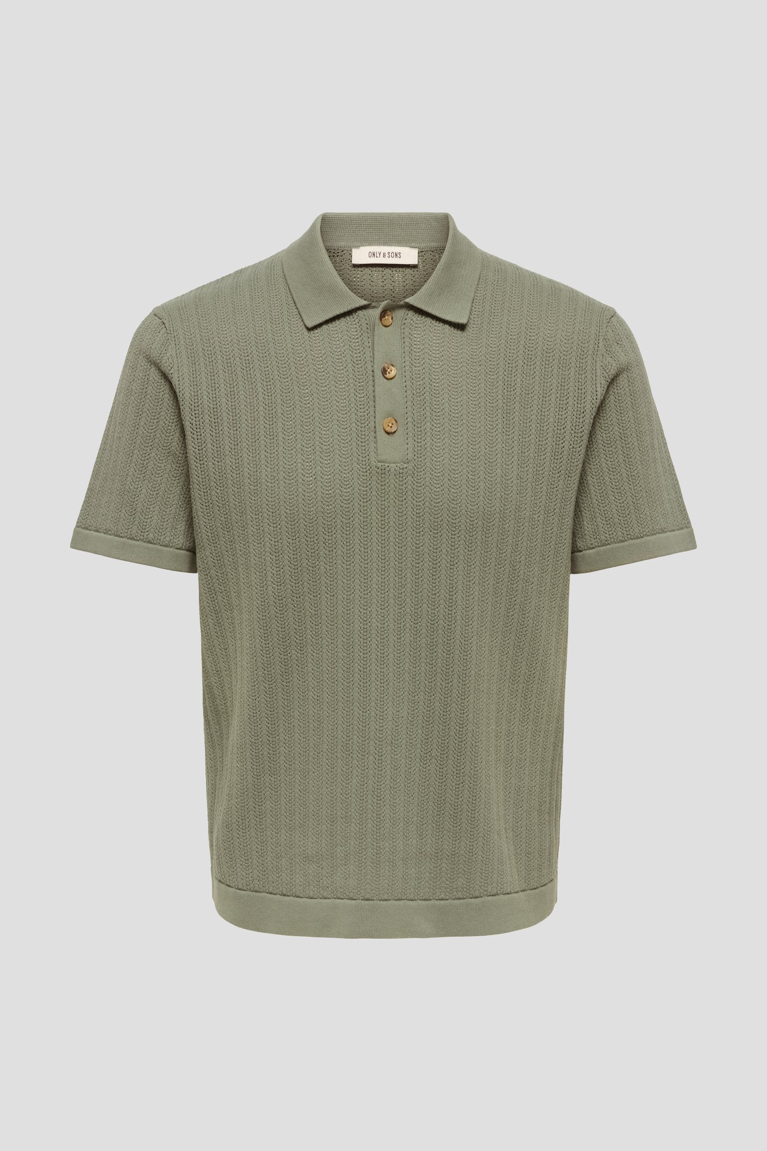 Productfoto 1 van Kaki polo in structuurstof door Only & Sons voor Heren